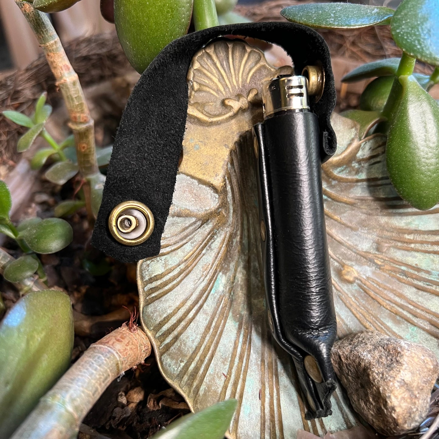 Black Leather Lighter Case