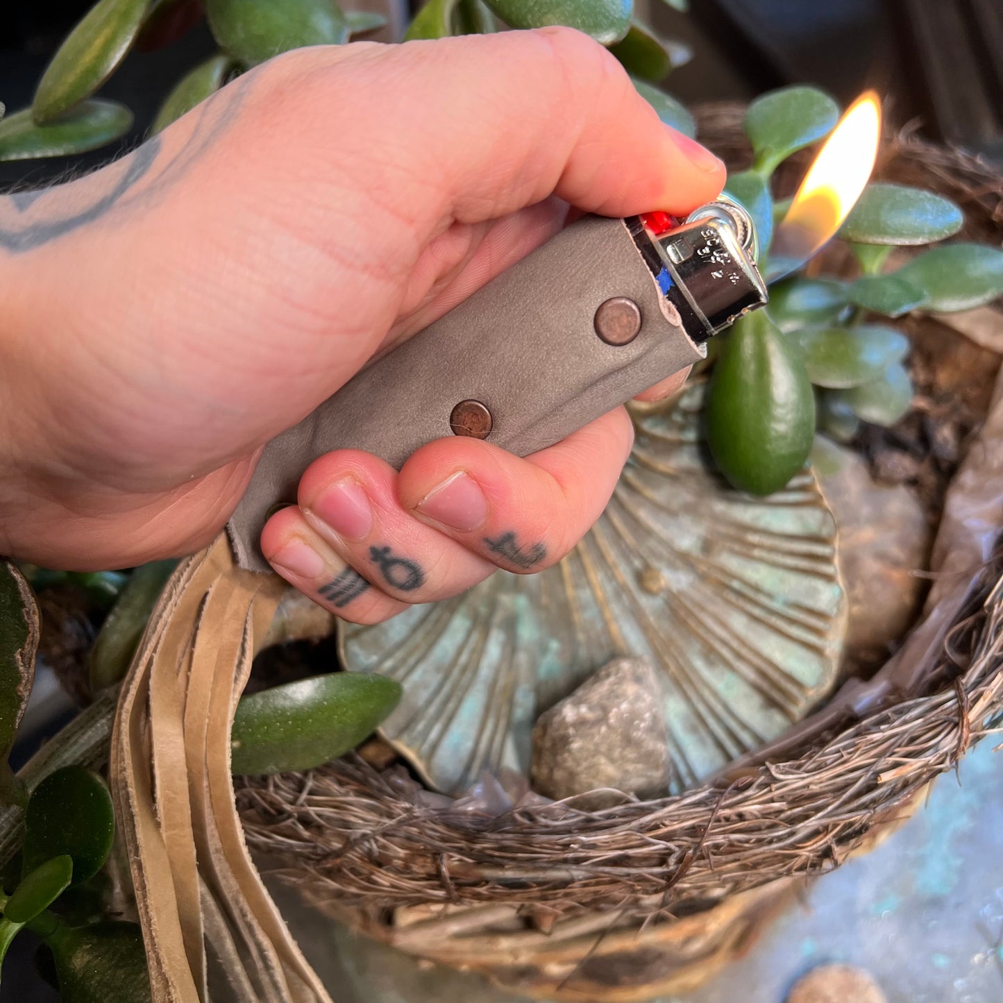 Rustic Leather Lighter Whip
