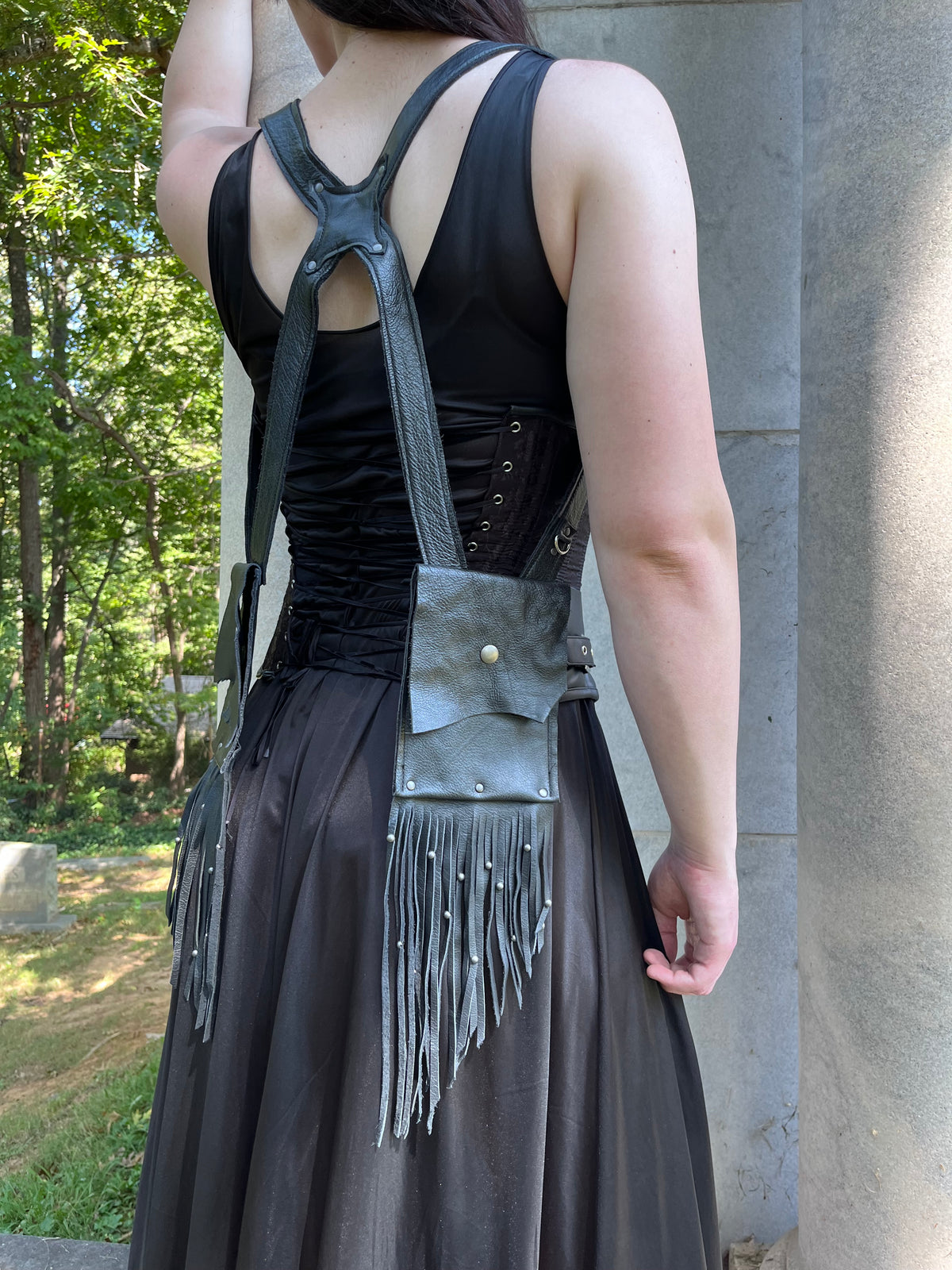 Obsidian Black Fringe Leather Holster