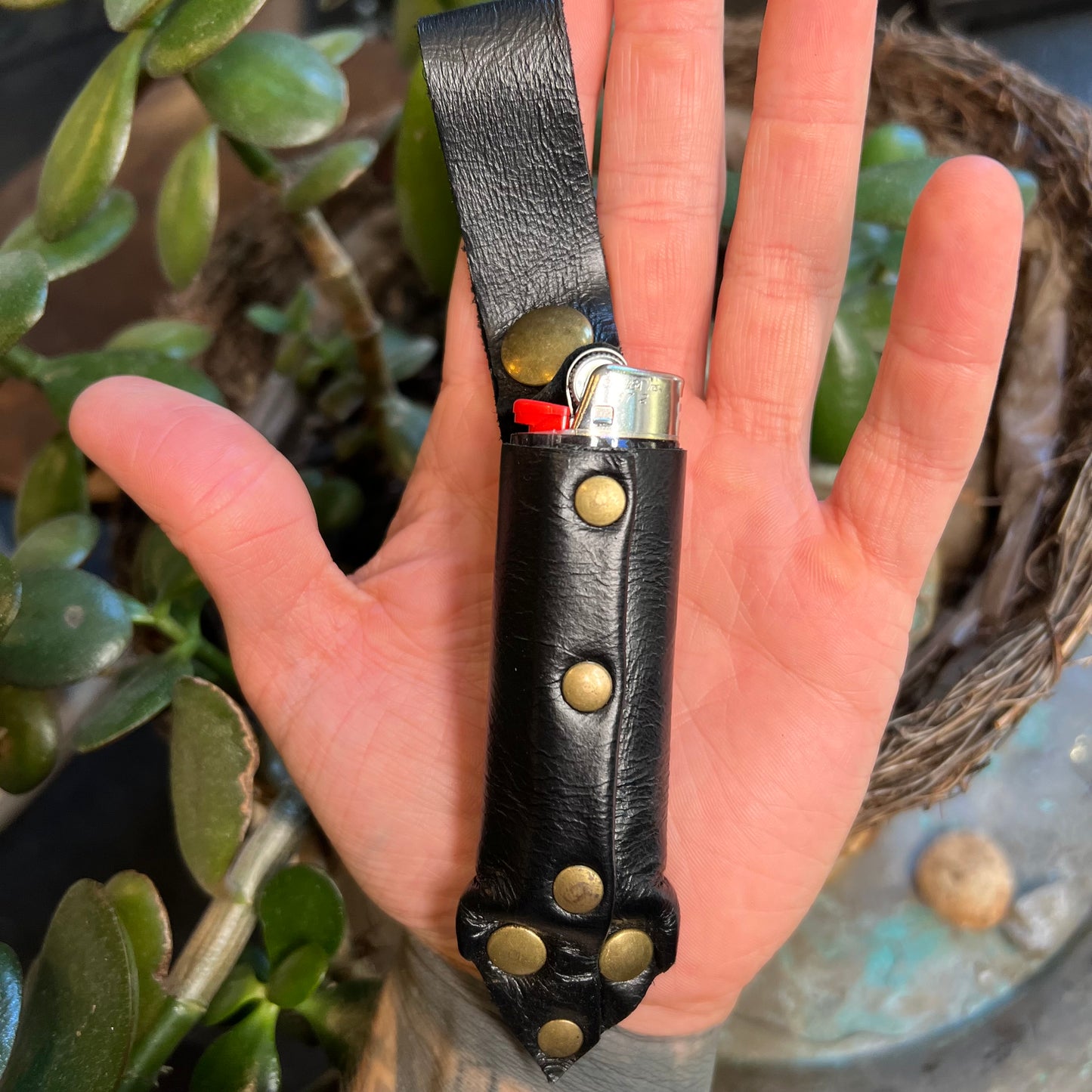 Black Leather Lighter Case