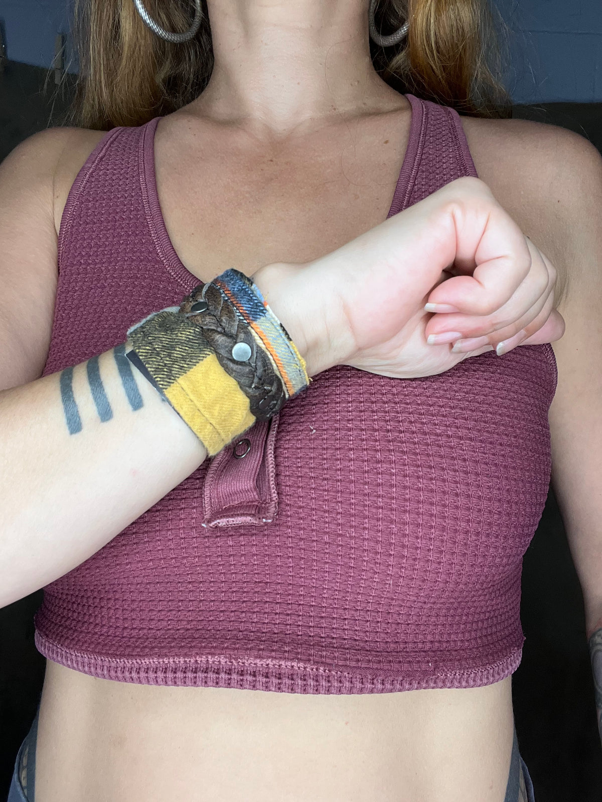 Yellow & Brown Leather Cuff