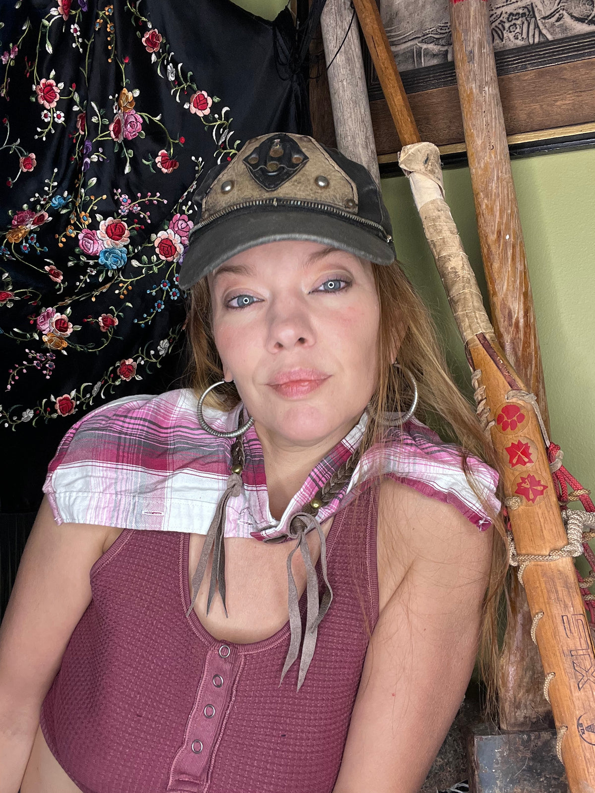 Pink Plaid Flannel Neck Scarf