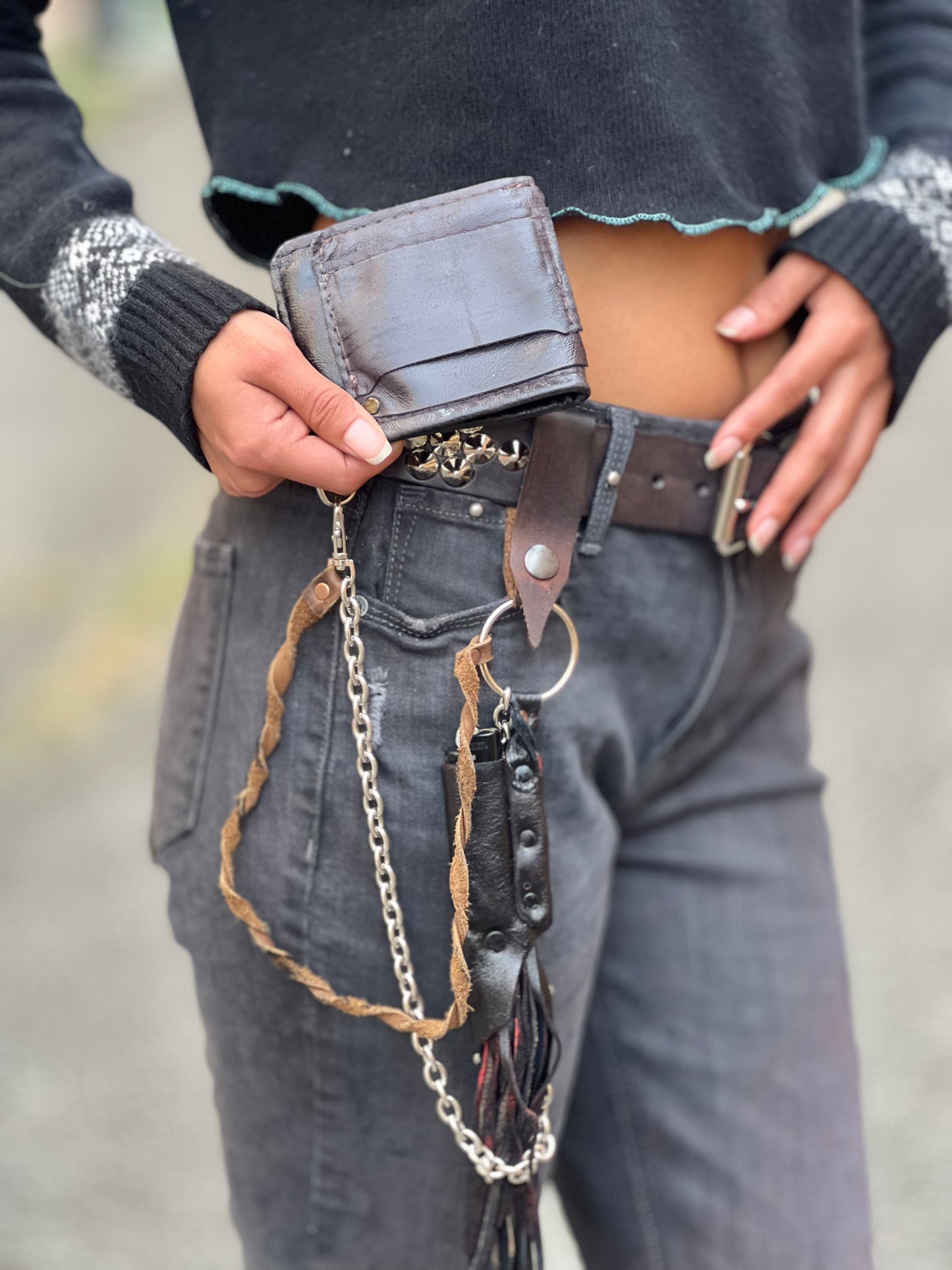 Dark Plum Wallet and Lighter Whip