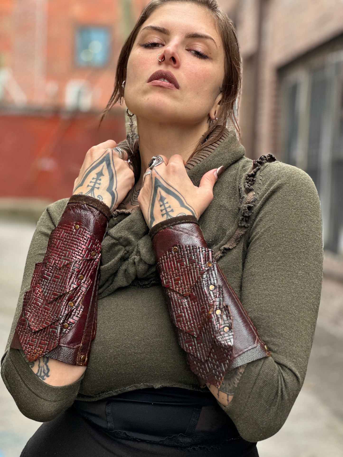 Oxblood Dragon Armor Bracers (Pair)