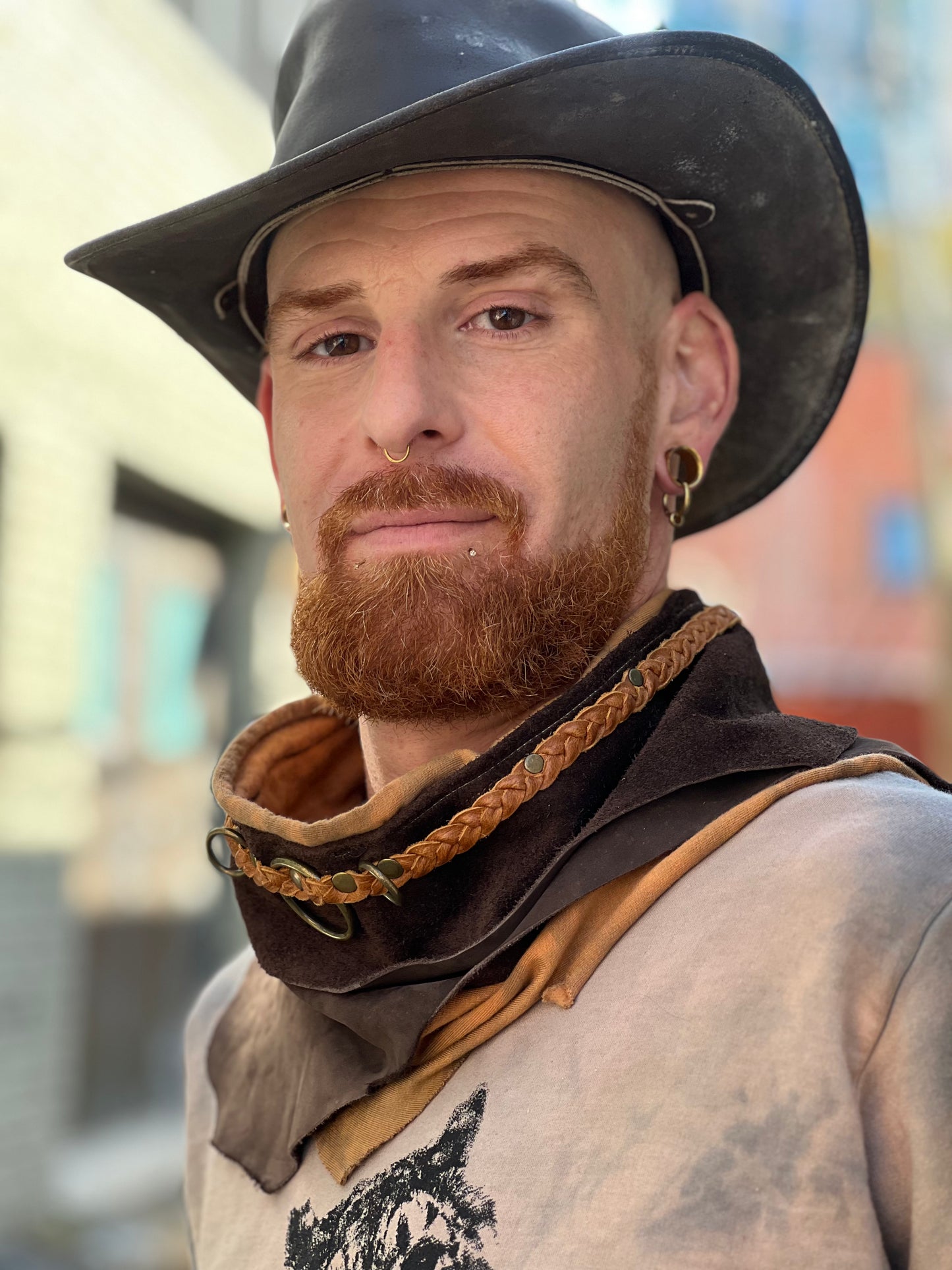 Leather & Bamboo Fleece Neck Scarf