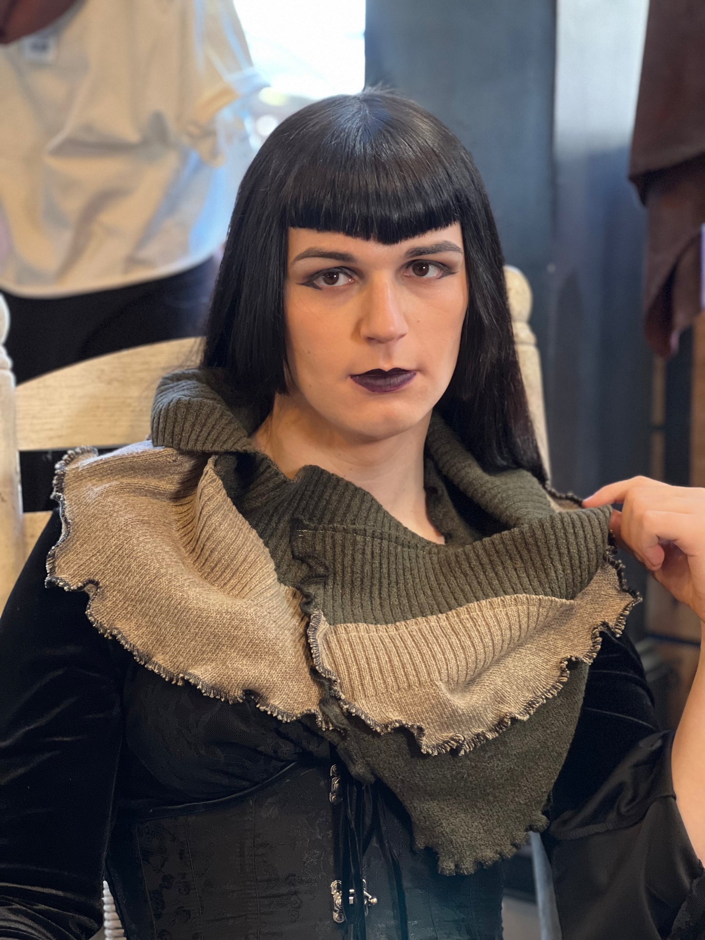 Pine & Beige Cowl Shrug