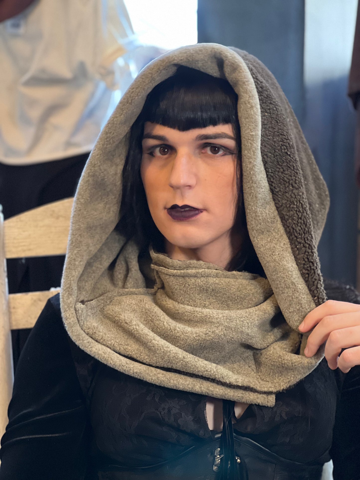 Slate & Beige Oversized Hood