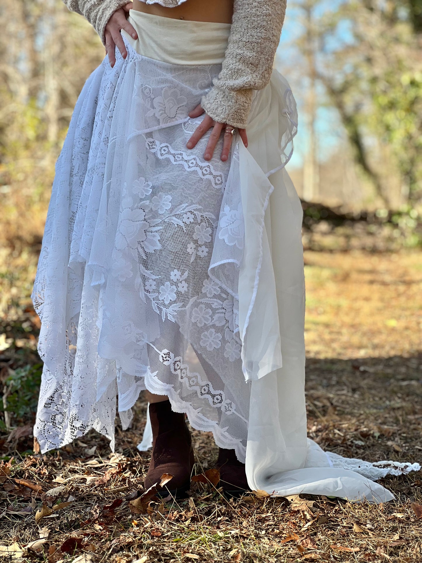 She Wolf Lace & Drapery Layered Skirt