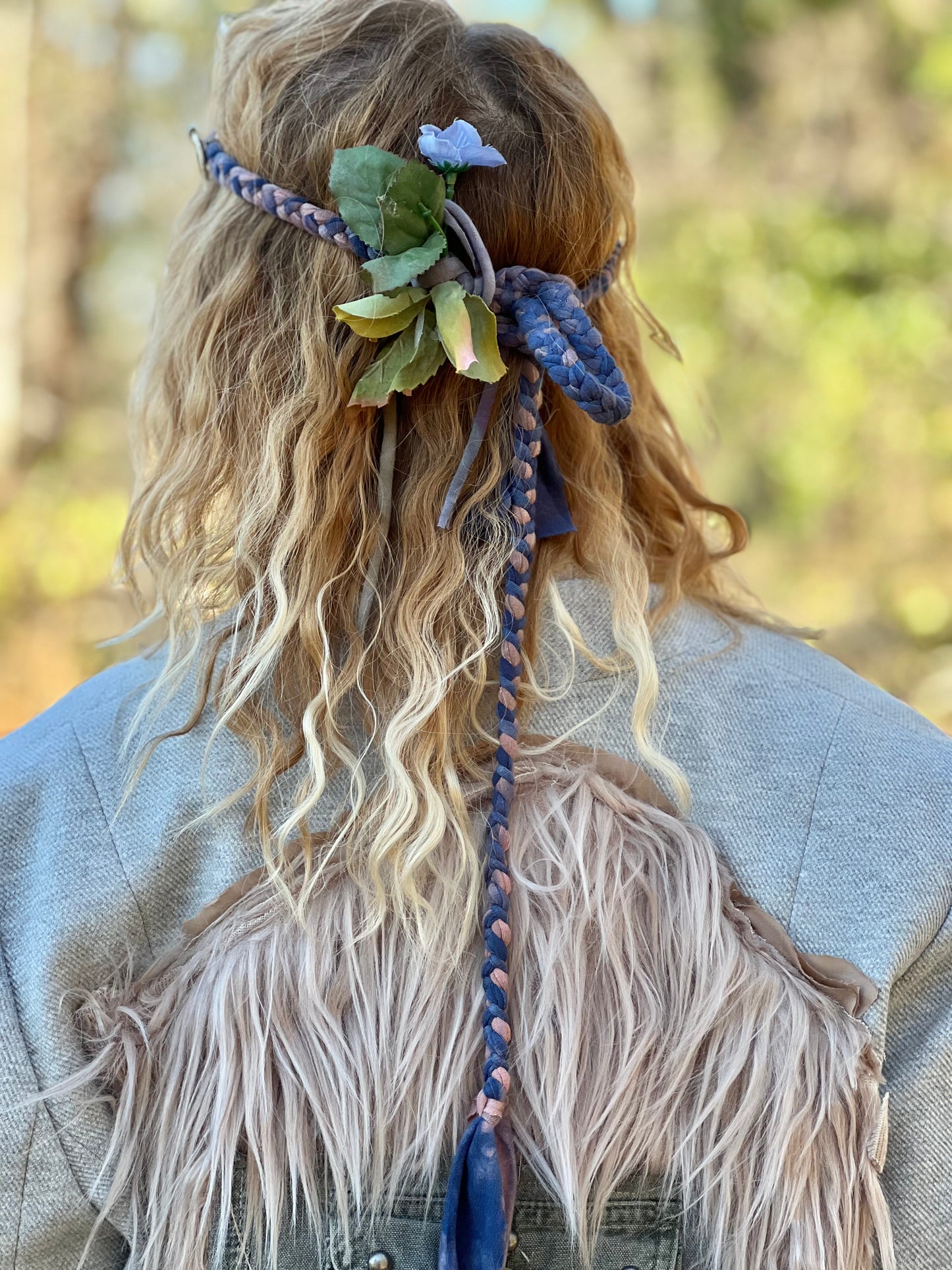 Lavender & Blue Braided Floral Faerie Headband