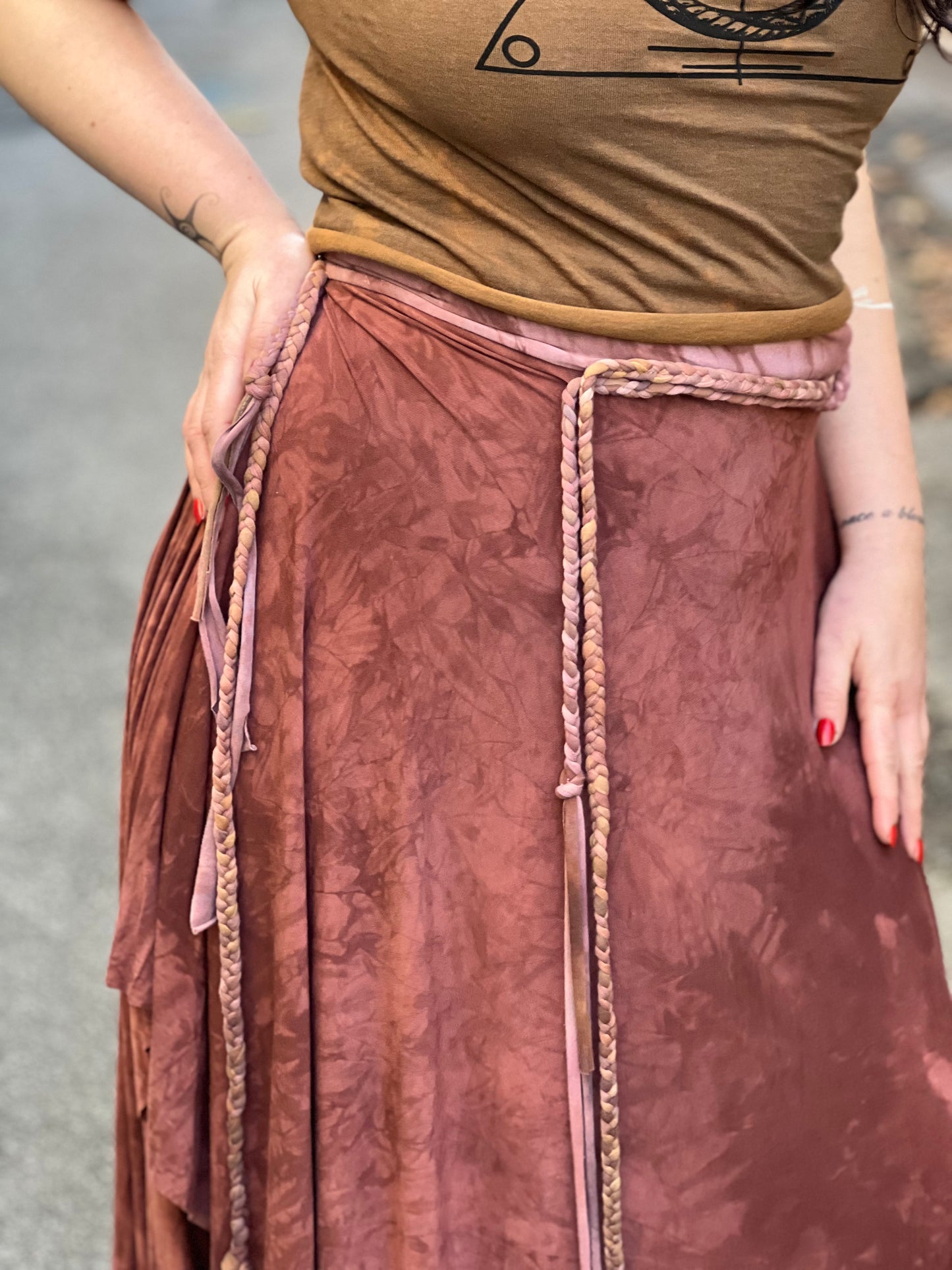Deep Mauve Dyed Bamboo Maxi Skirt / Dress
