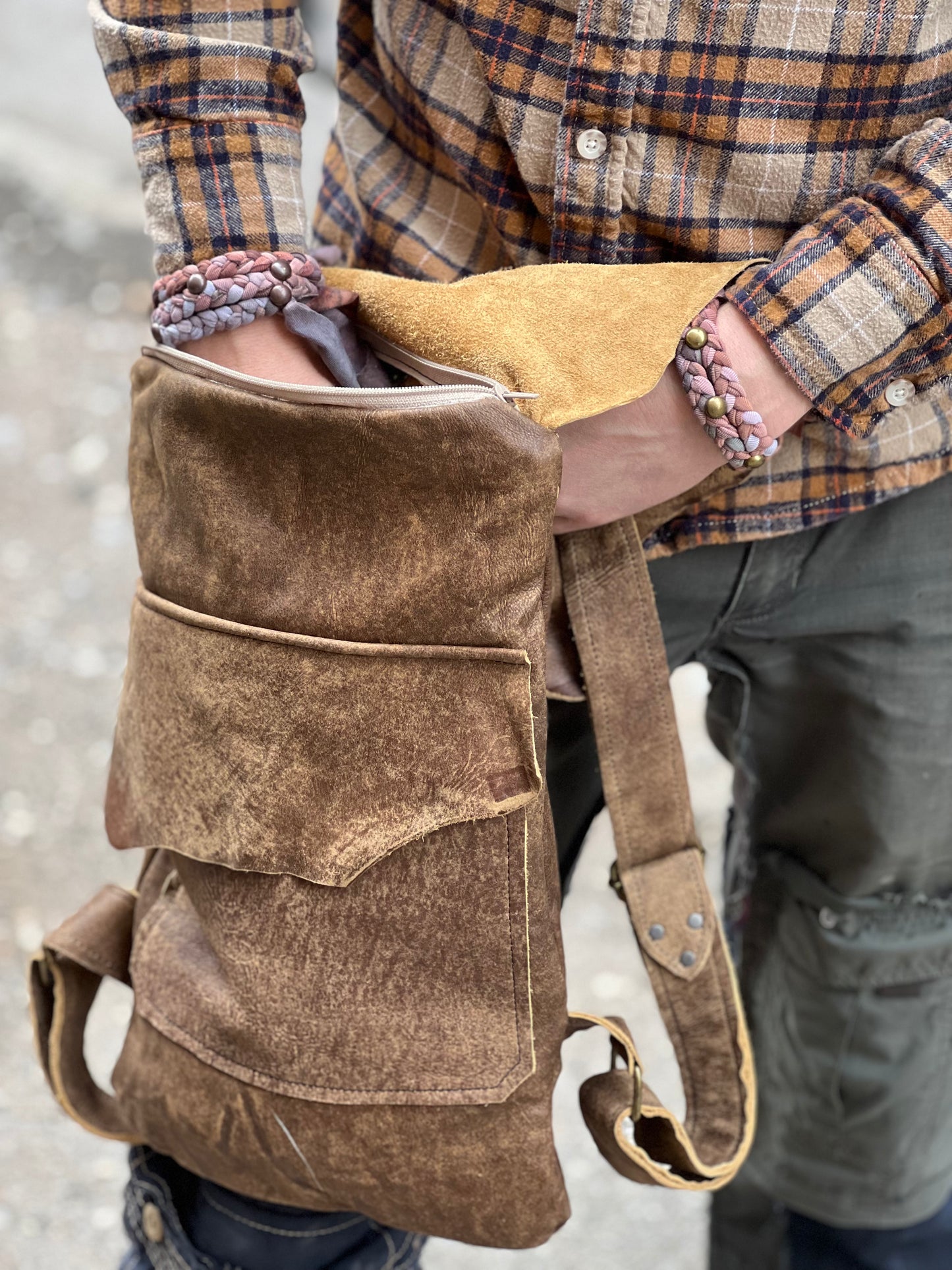 Soft Brown Leather Backpack