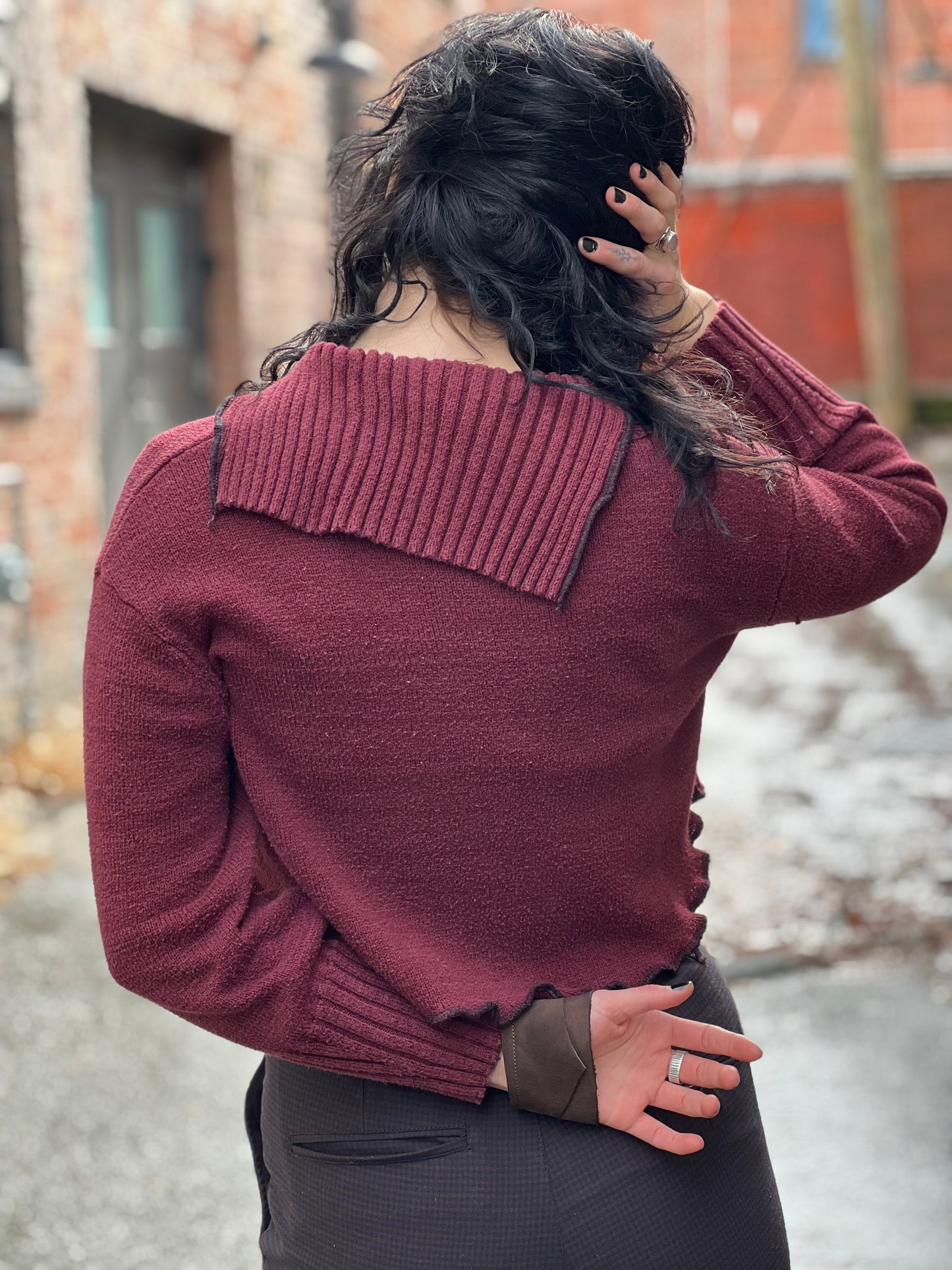 Maroon Cowl Neck Sweater