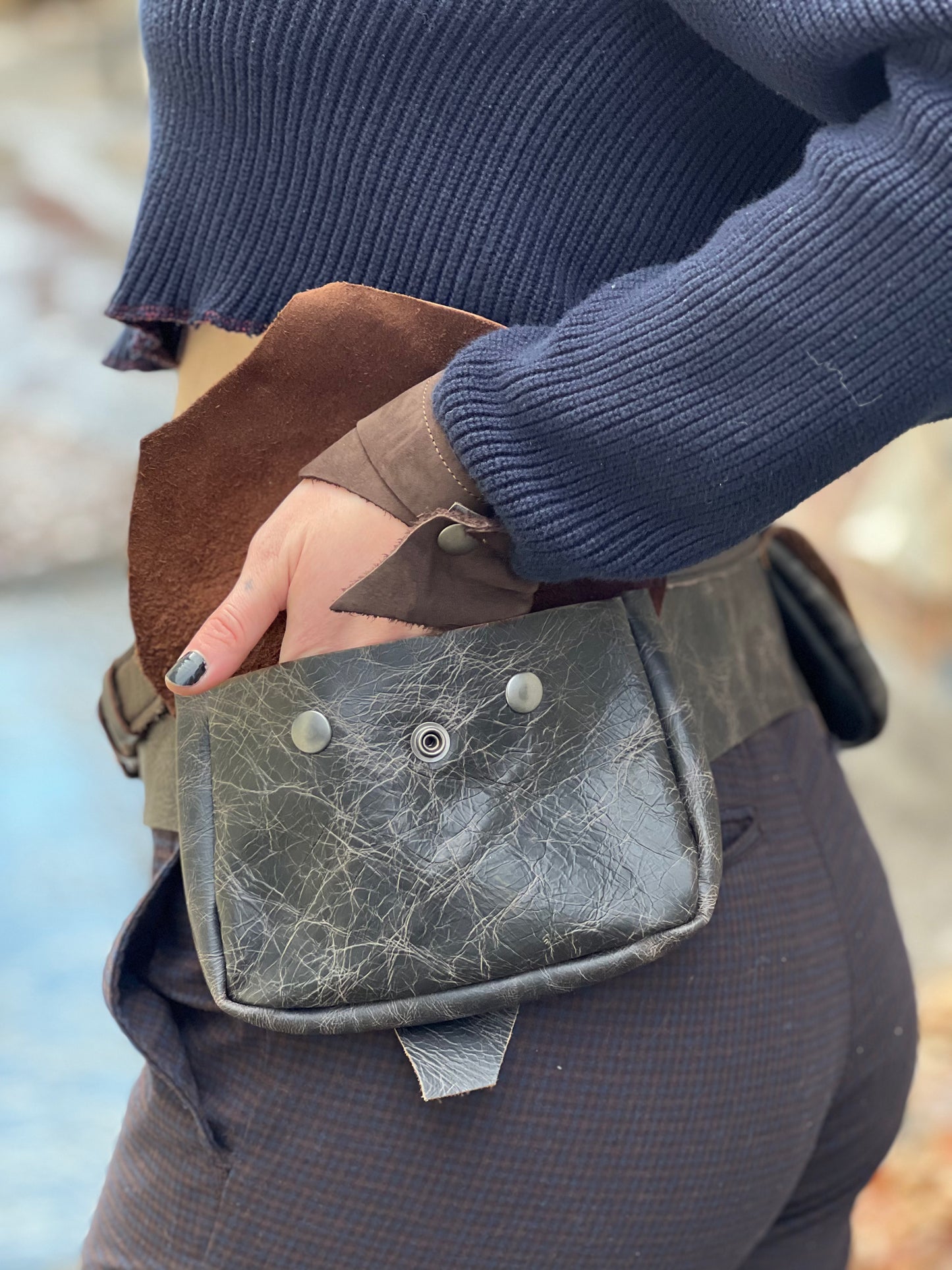 Dark Brown 2 Pocket Leather Utility Belt