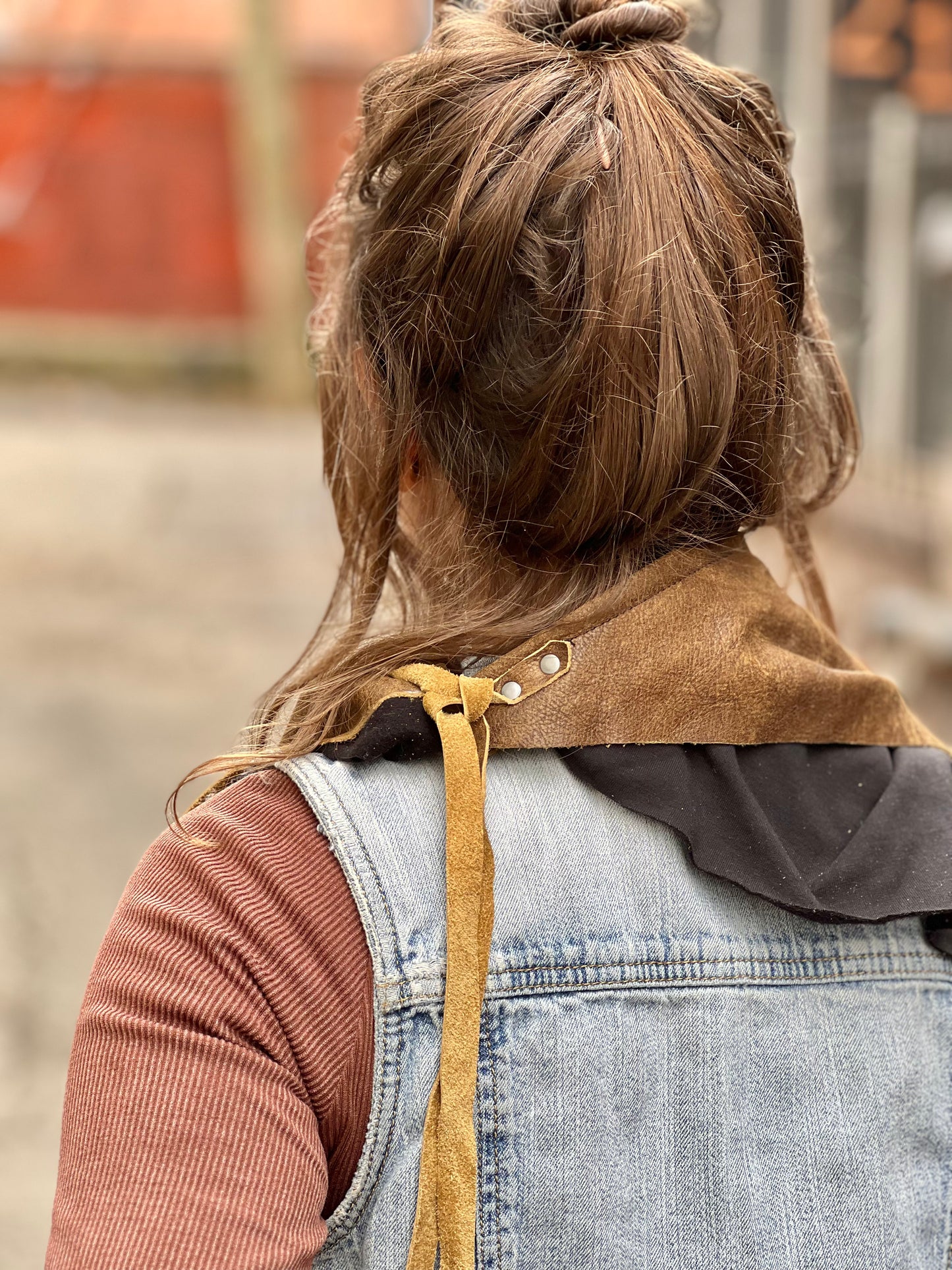 Brown Leather kerchief (Braid Ties)