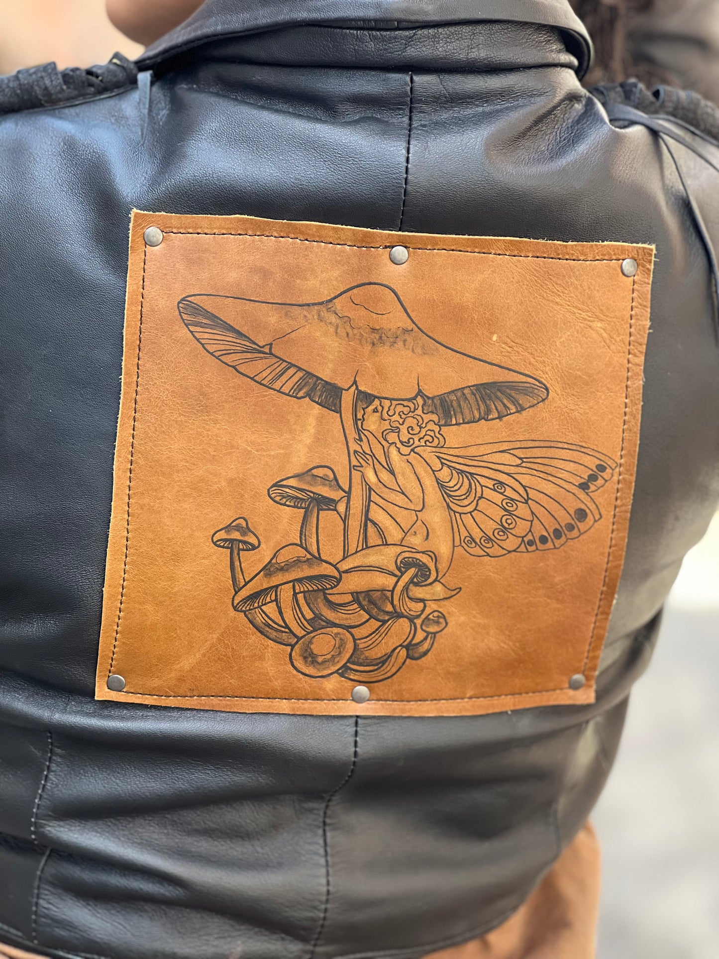 Bolero Moto Jacket w/ Tatooed Mushroom Patch