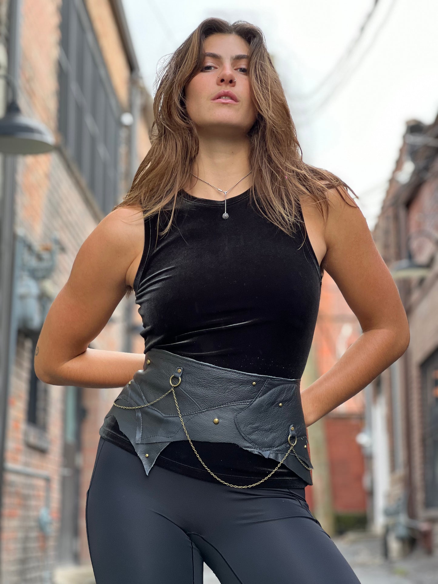 Chain & Leather Cincher Belt