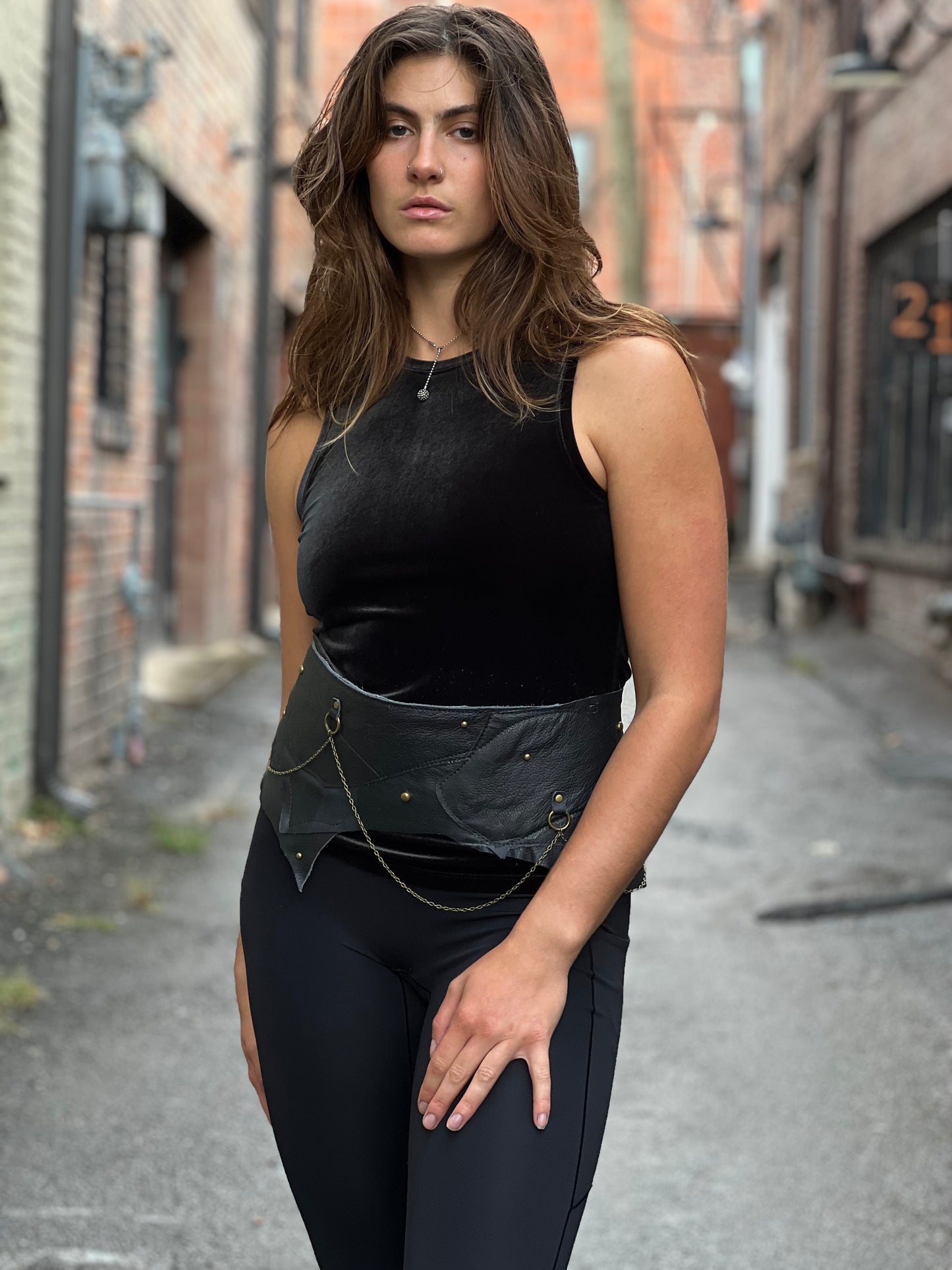 Chain & Leather Cincher Belt