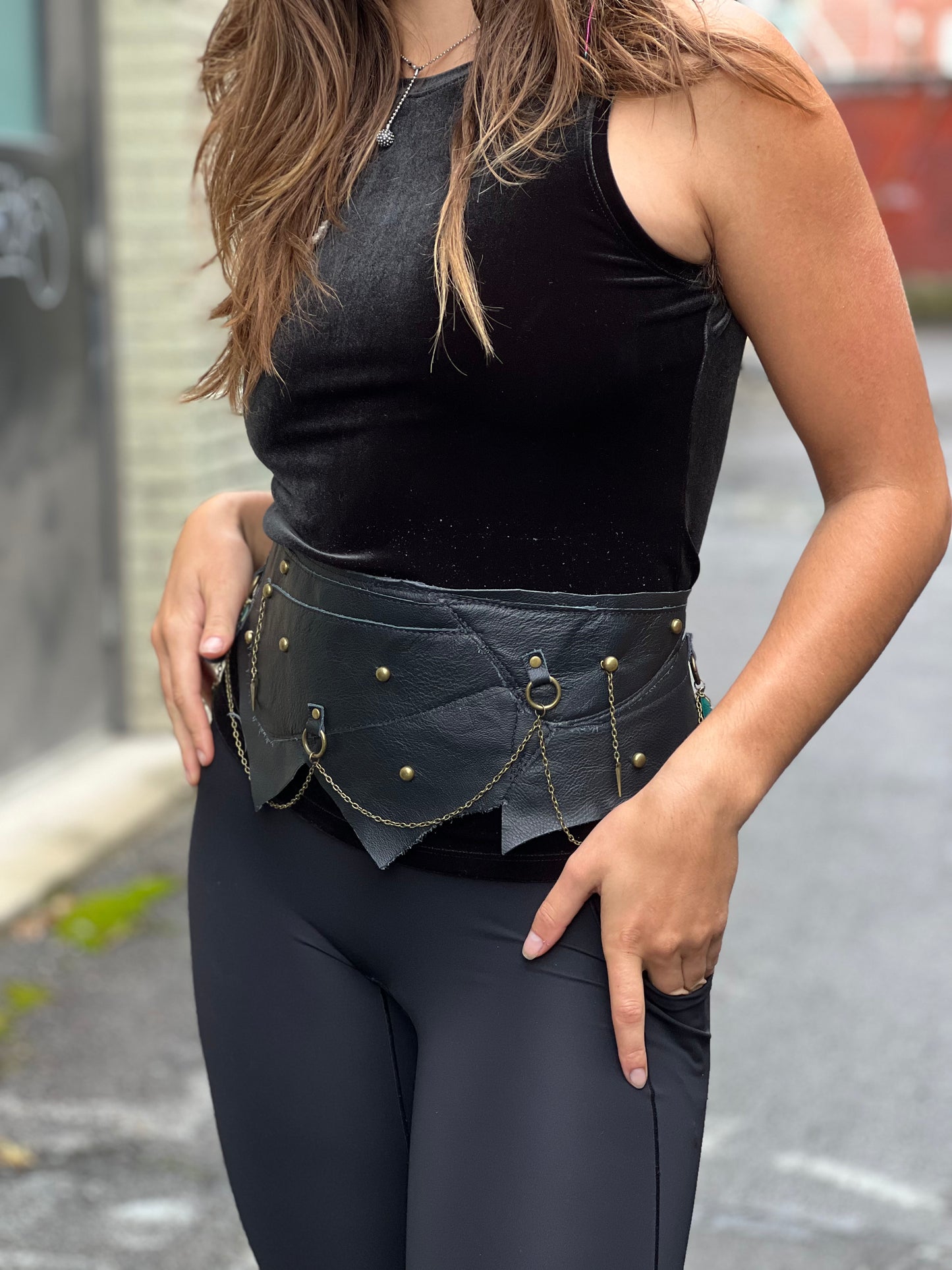 Chain & Leather Cincher Belt