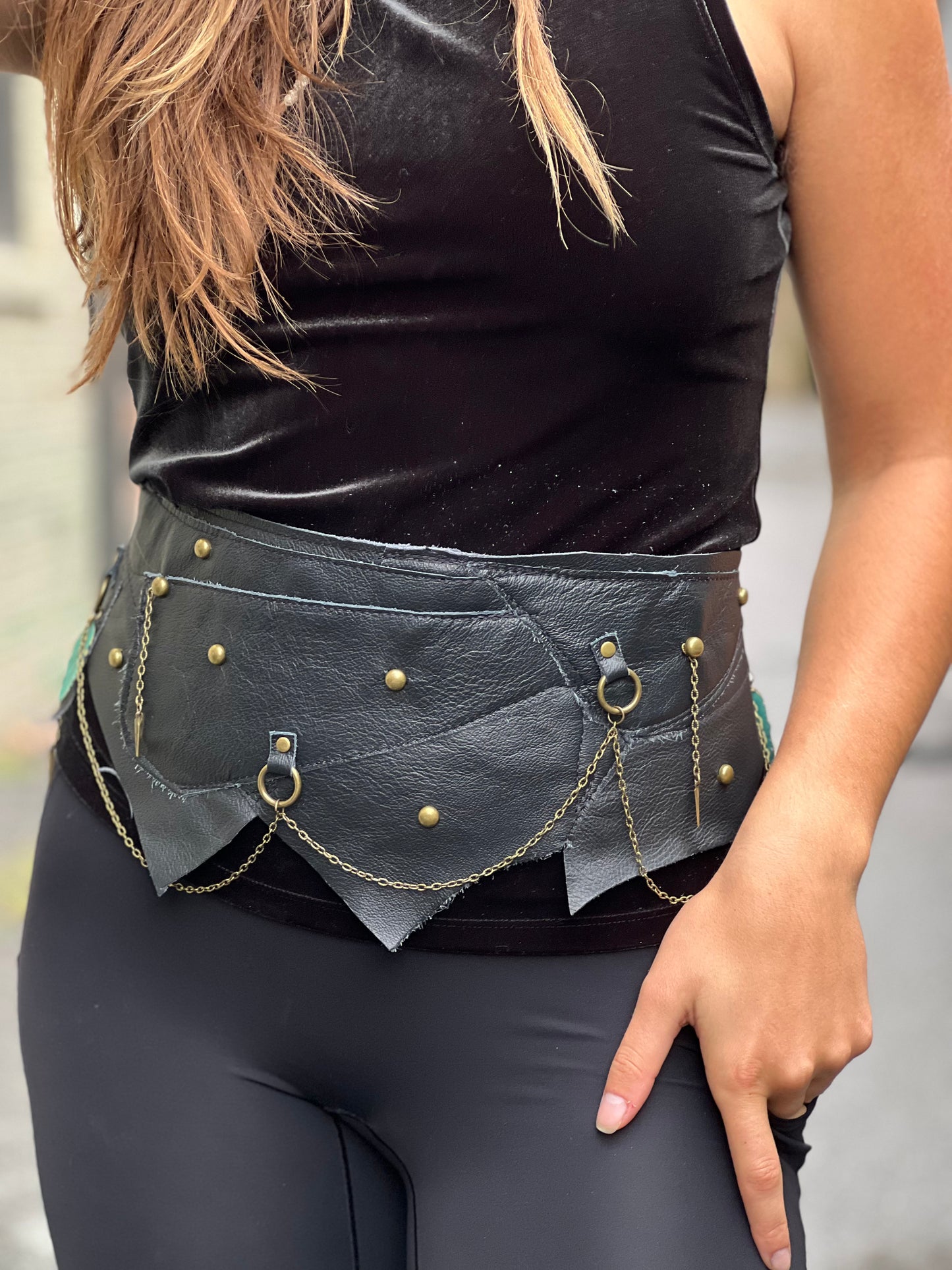 Chain & Leather Cincher Belt