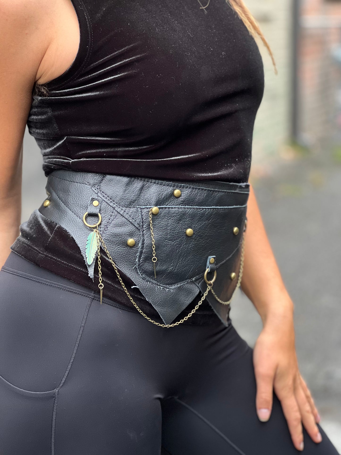 Chain & Leather Cincher Belt