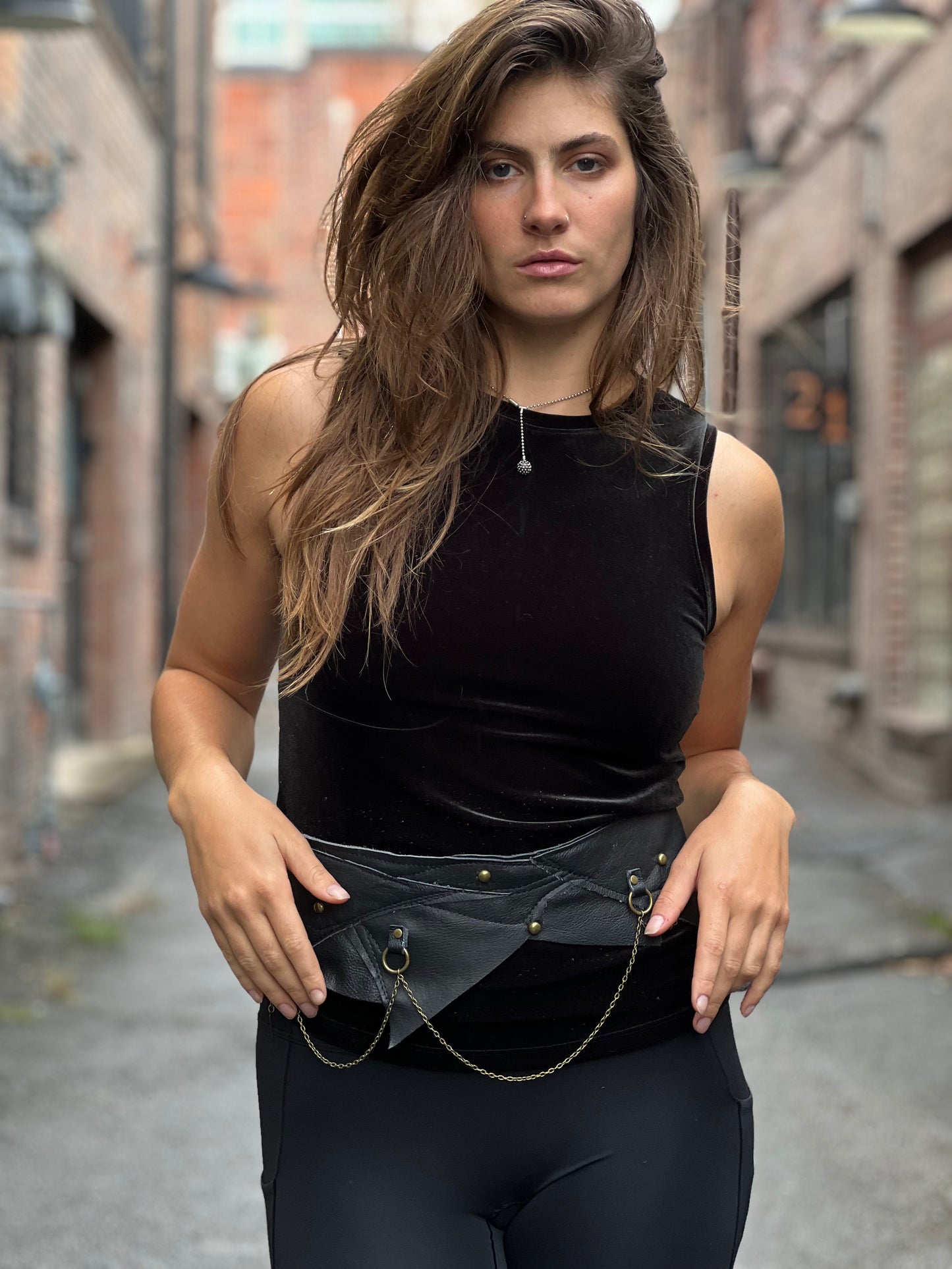 Chain & Leather Cincher Belt