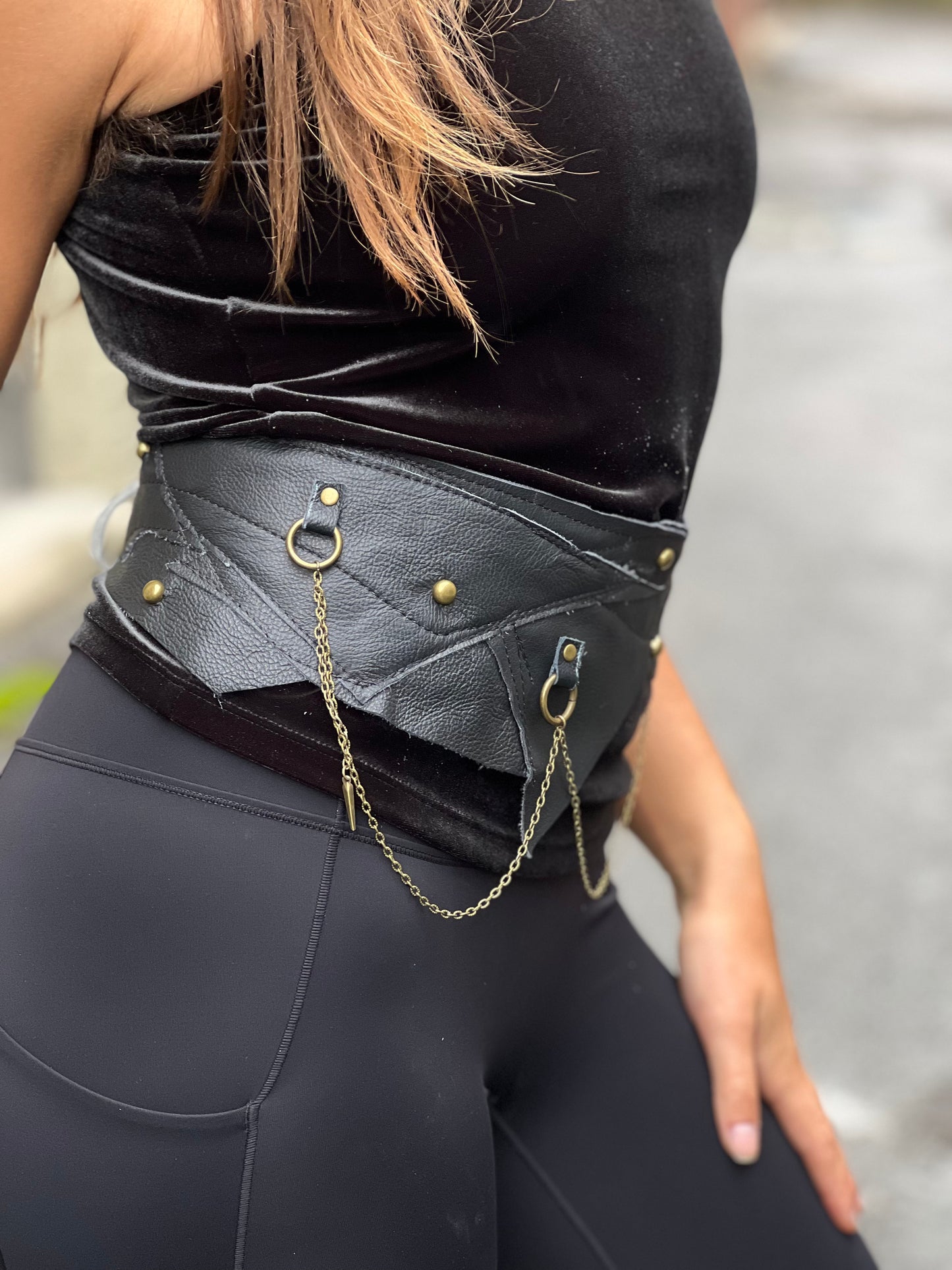 Chain & Leather Cincher Belt