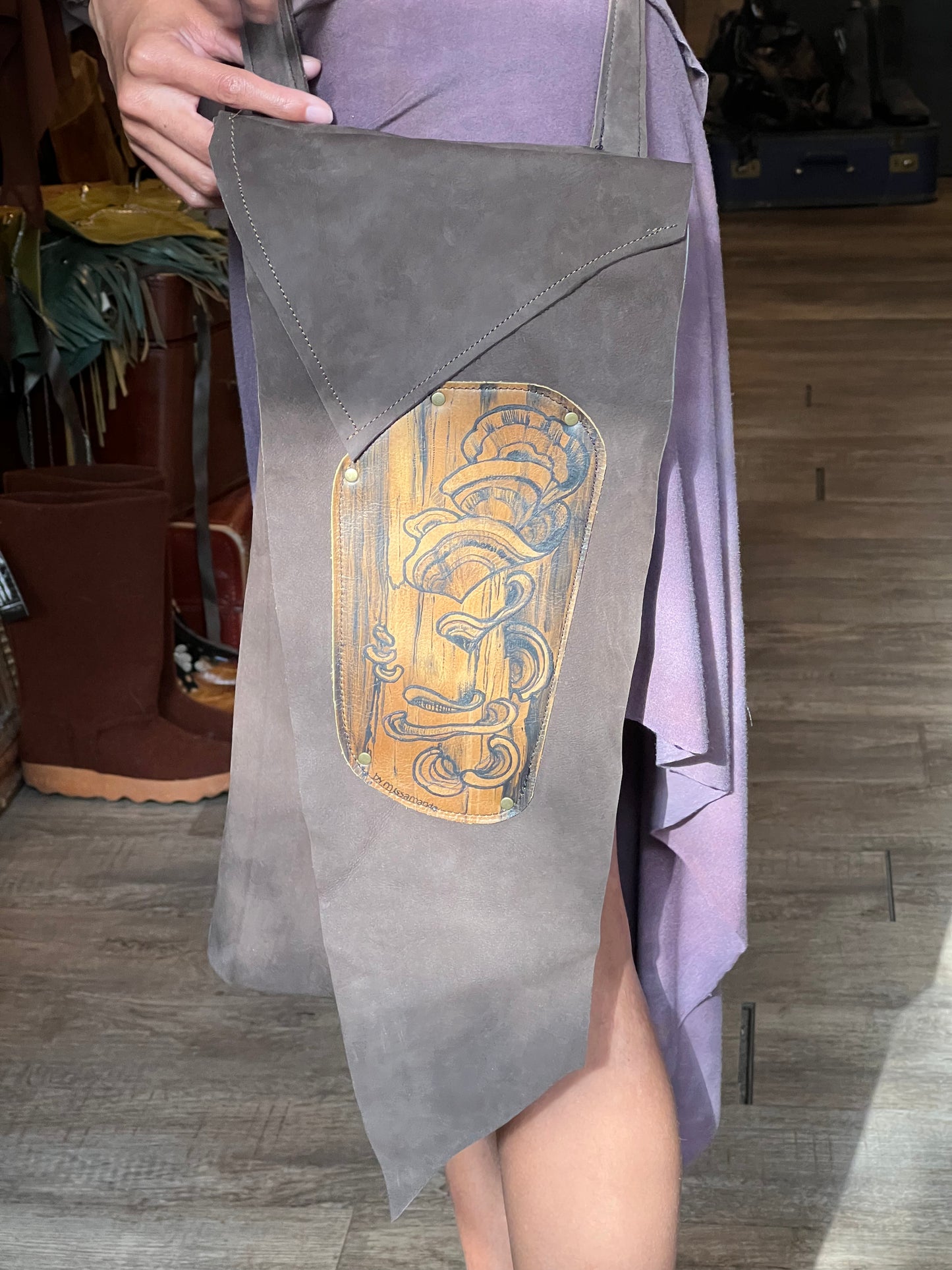 Turkey Tail Leather Crossbody Bag