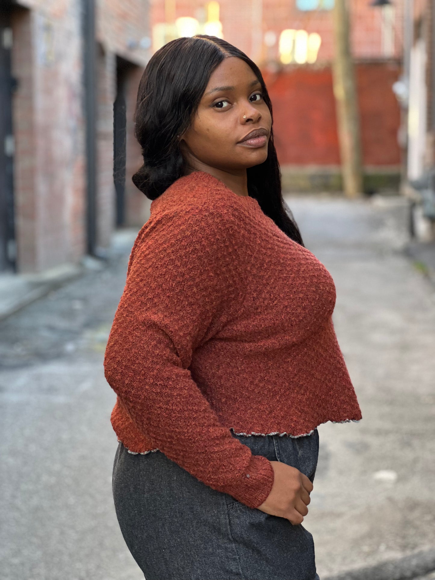 Garnet V-Neck Crop Sweater