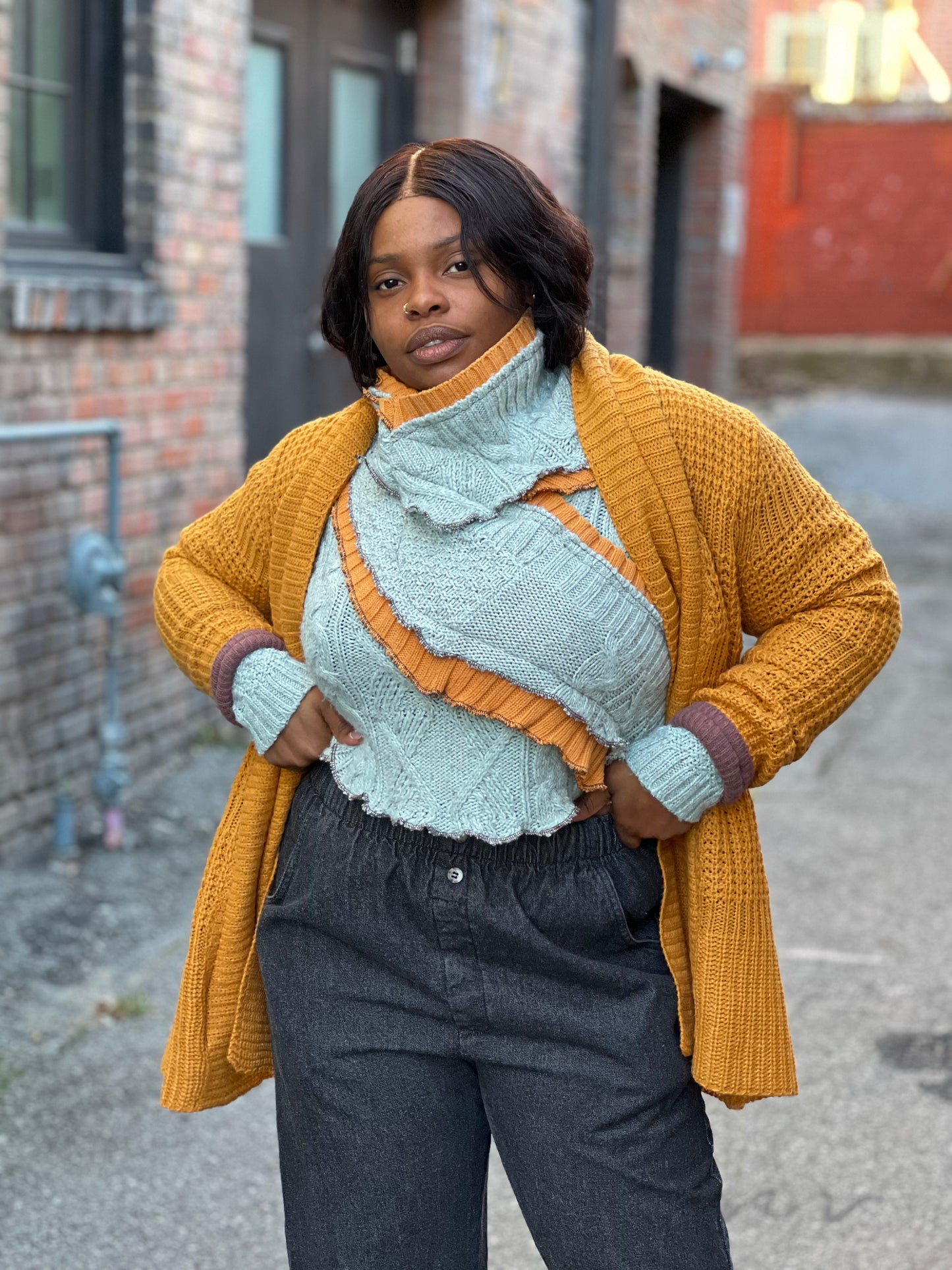 Marigold and Lavender Reversible Cardigan