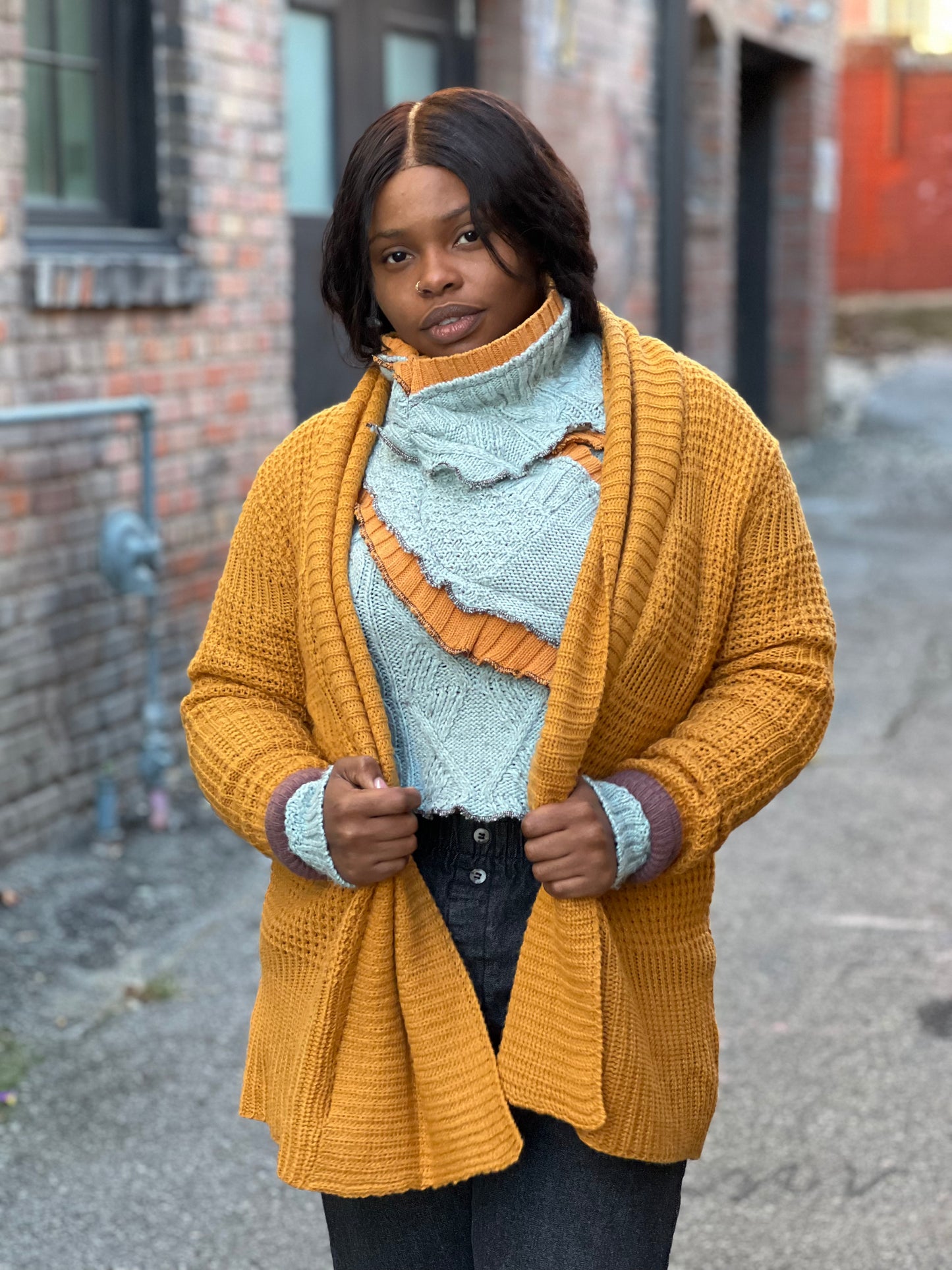 Marigold and Lavender Reversible Cardigan