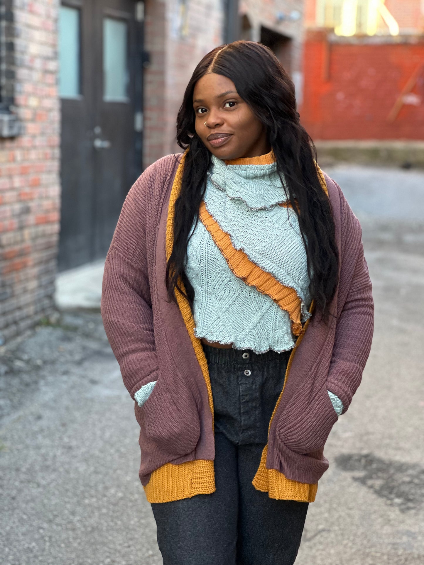 Marigold and Lavender Reversible Cardigan