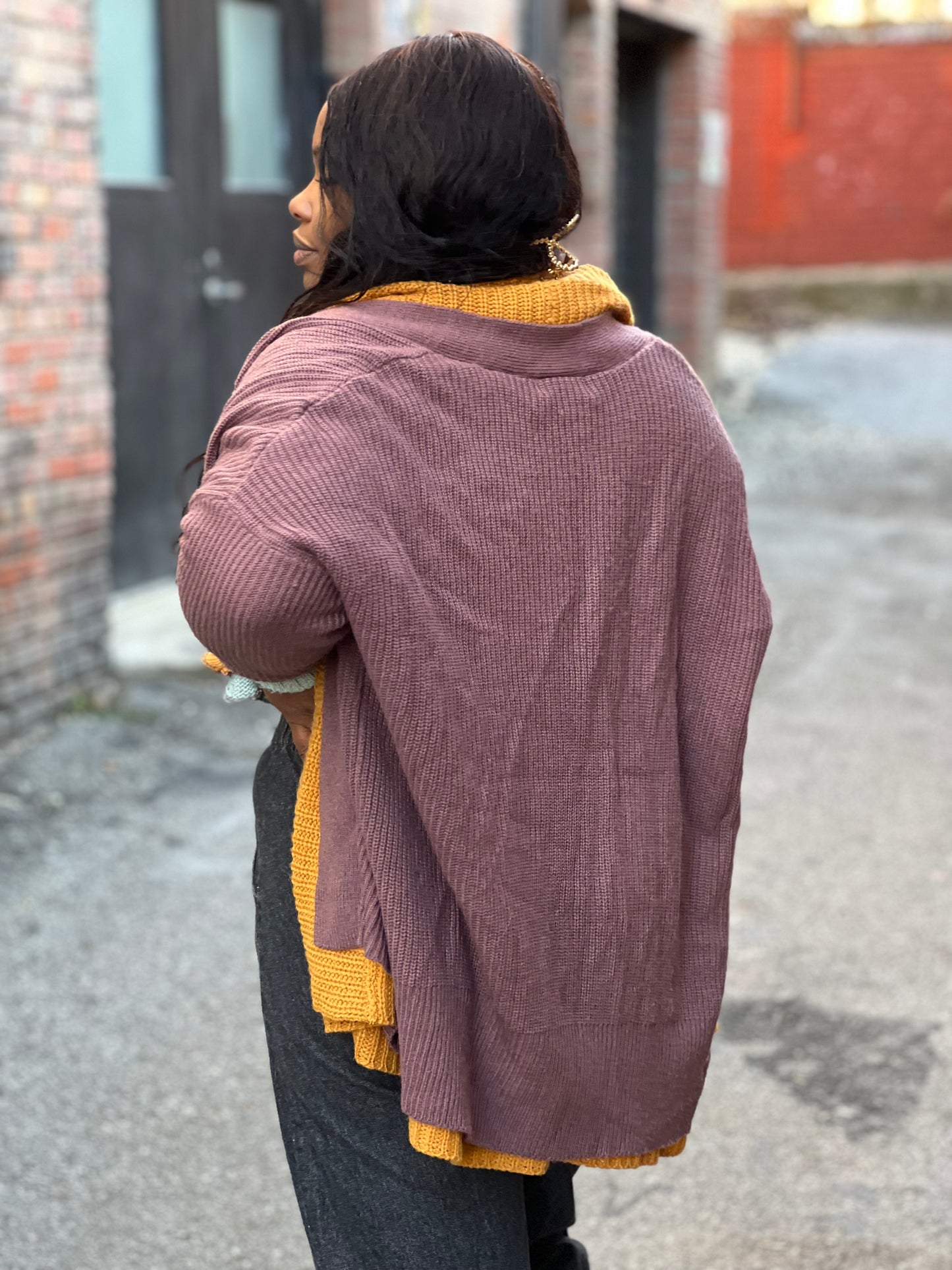 Marigold and Lavender Reversible Cardigan