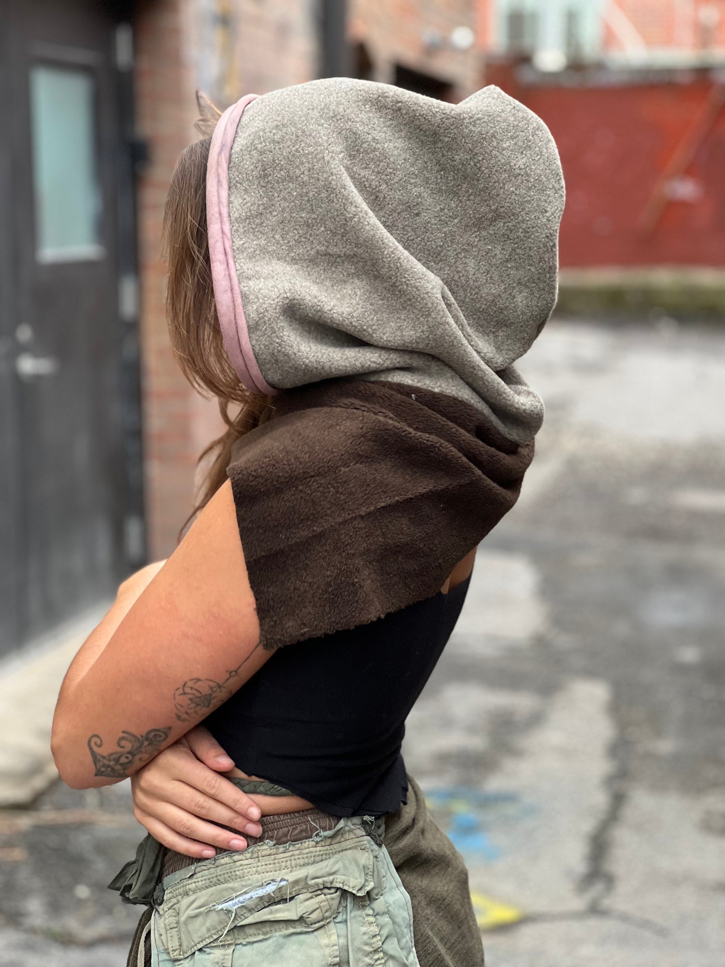 Beige Blush & Earth Oversized Hood