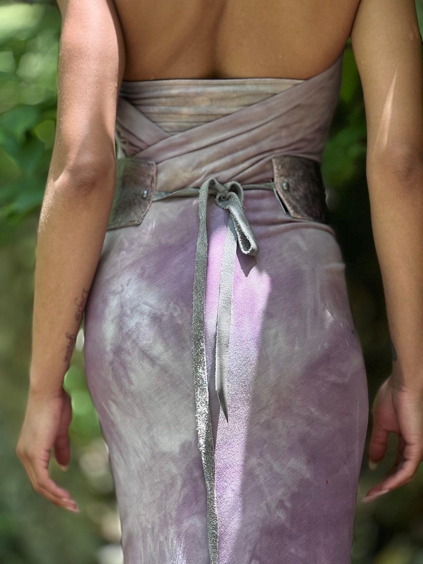 Mauve Noir Leather Cincher Belt