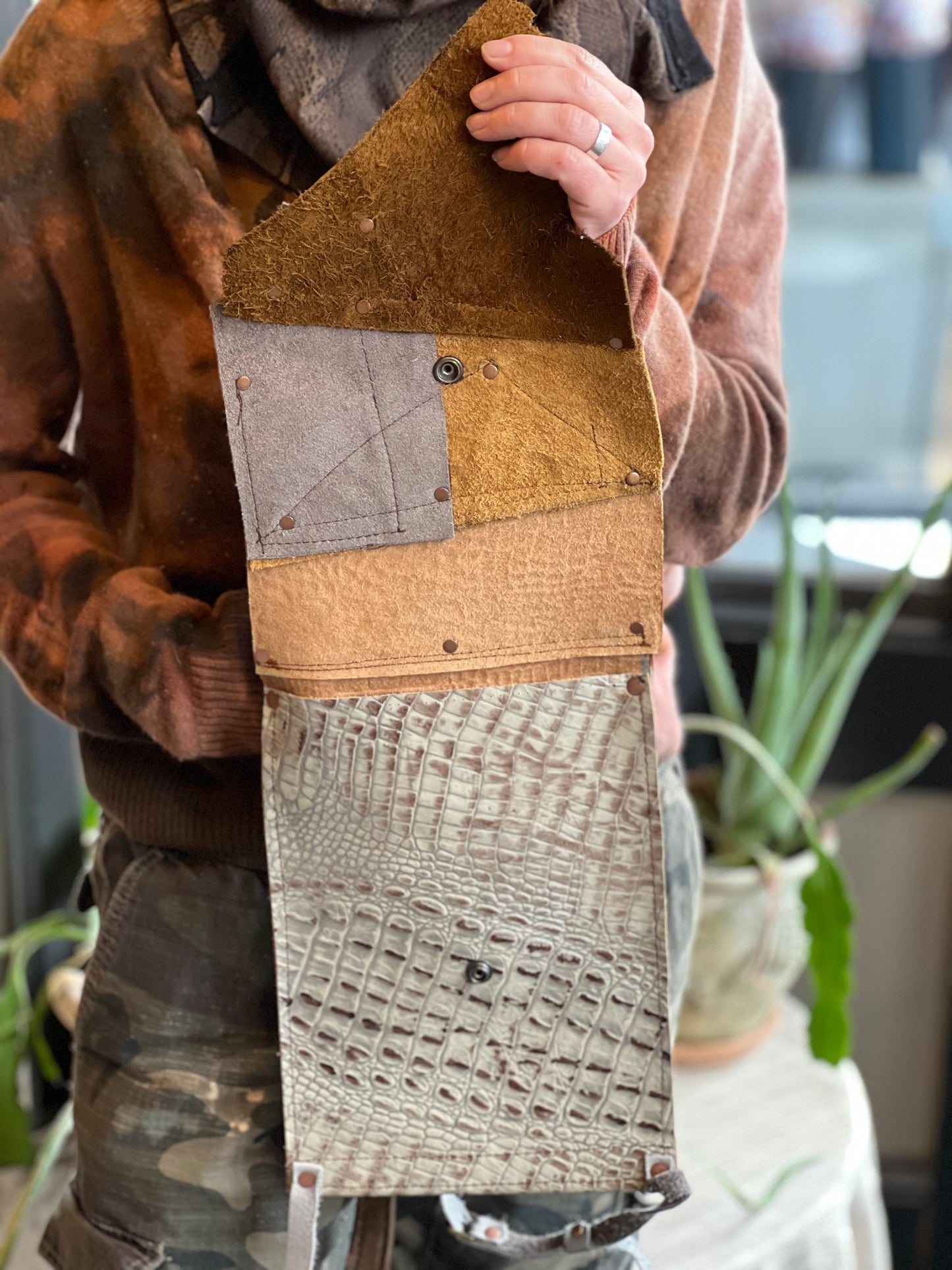 Patchwork Rustic Leather Backpack