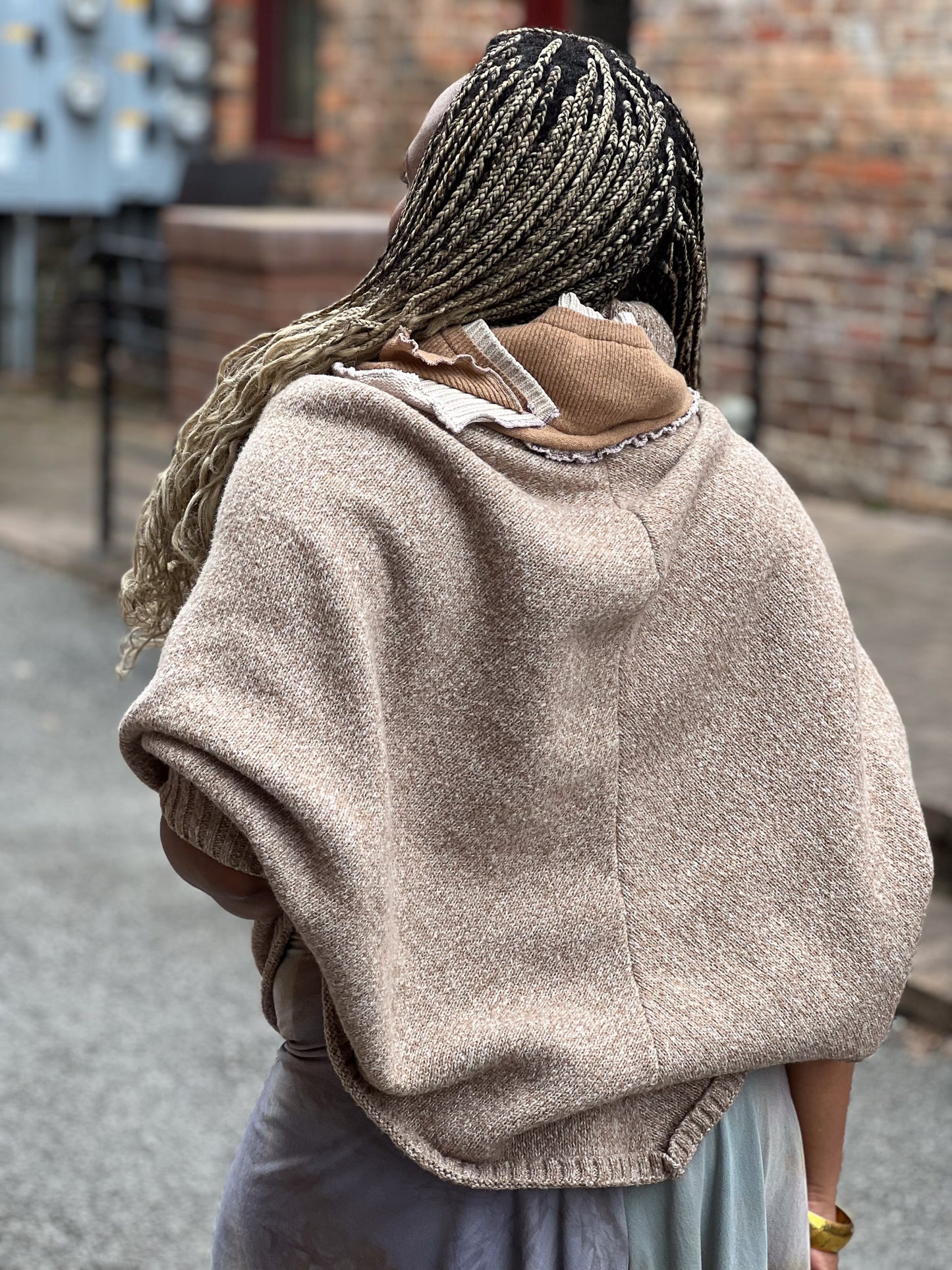 Cappuccino Cowl Sweater Poncho