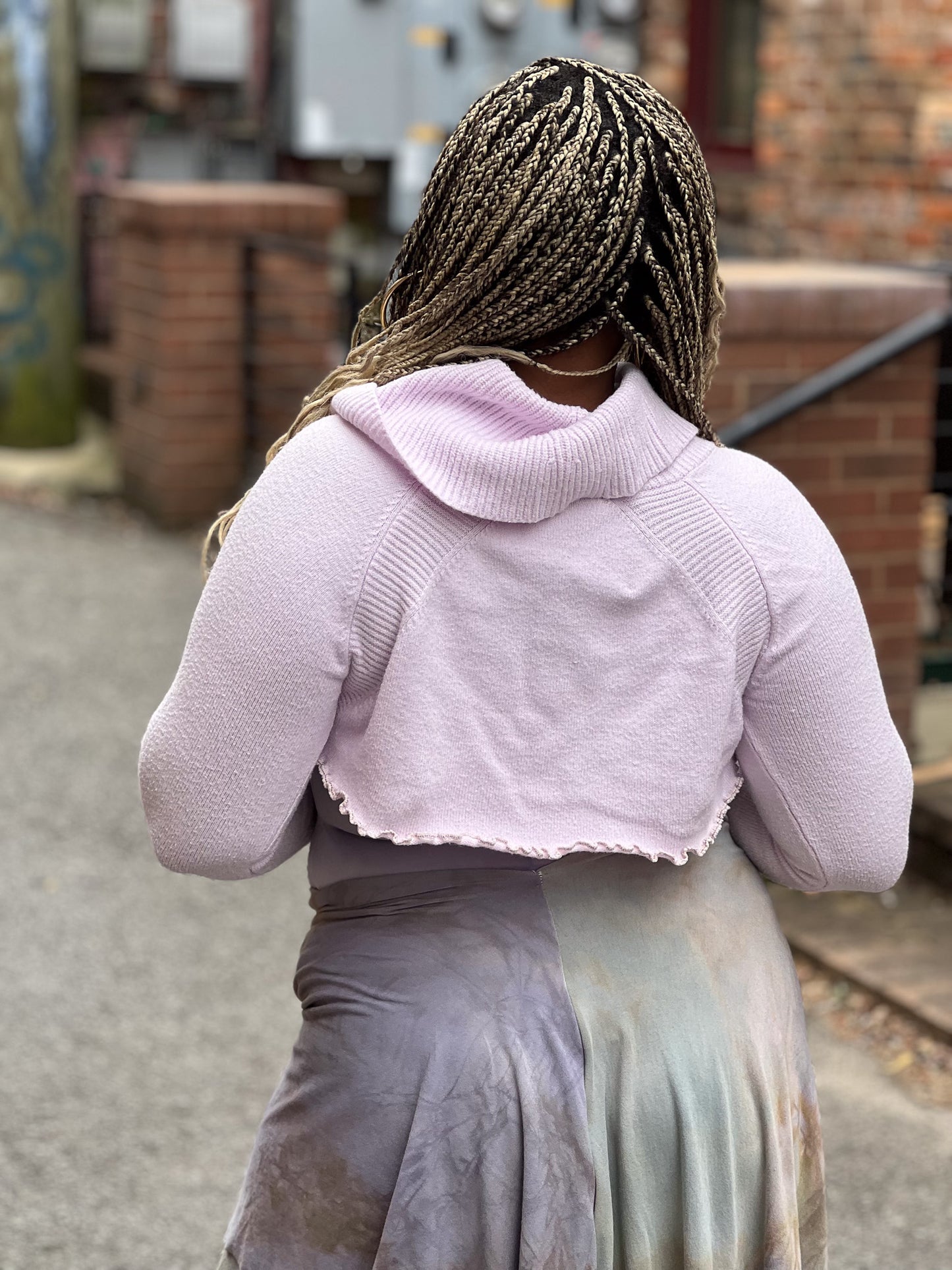 Lavender Cowl High Crop Sweater