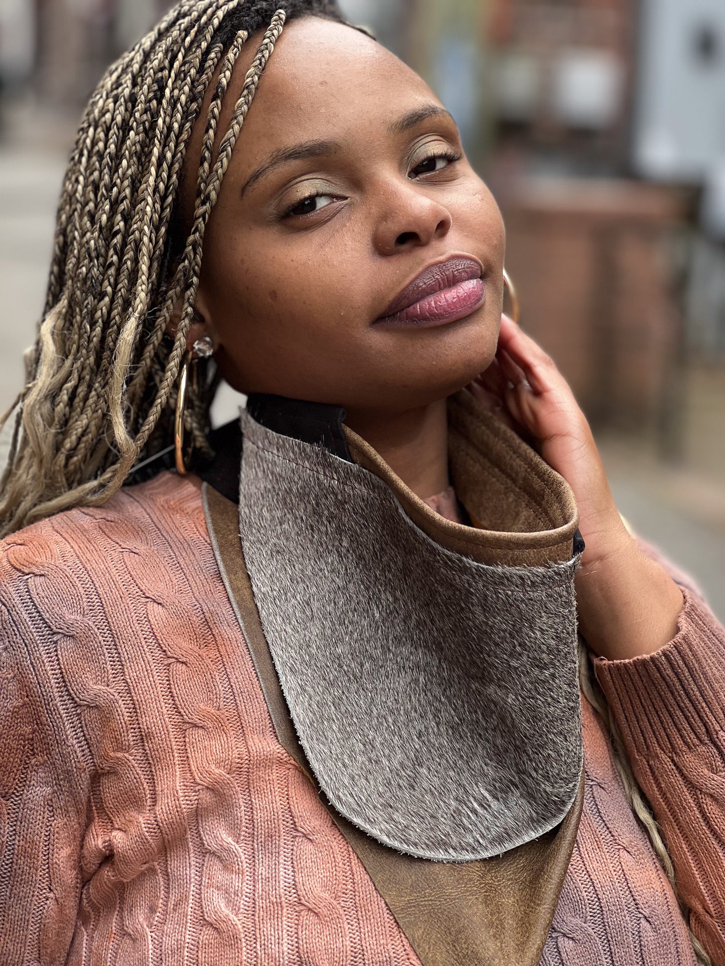 Fur & Leather Neck Scarf
