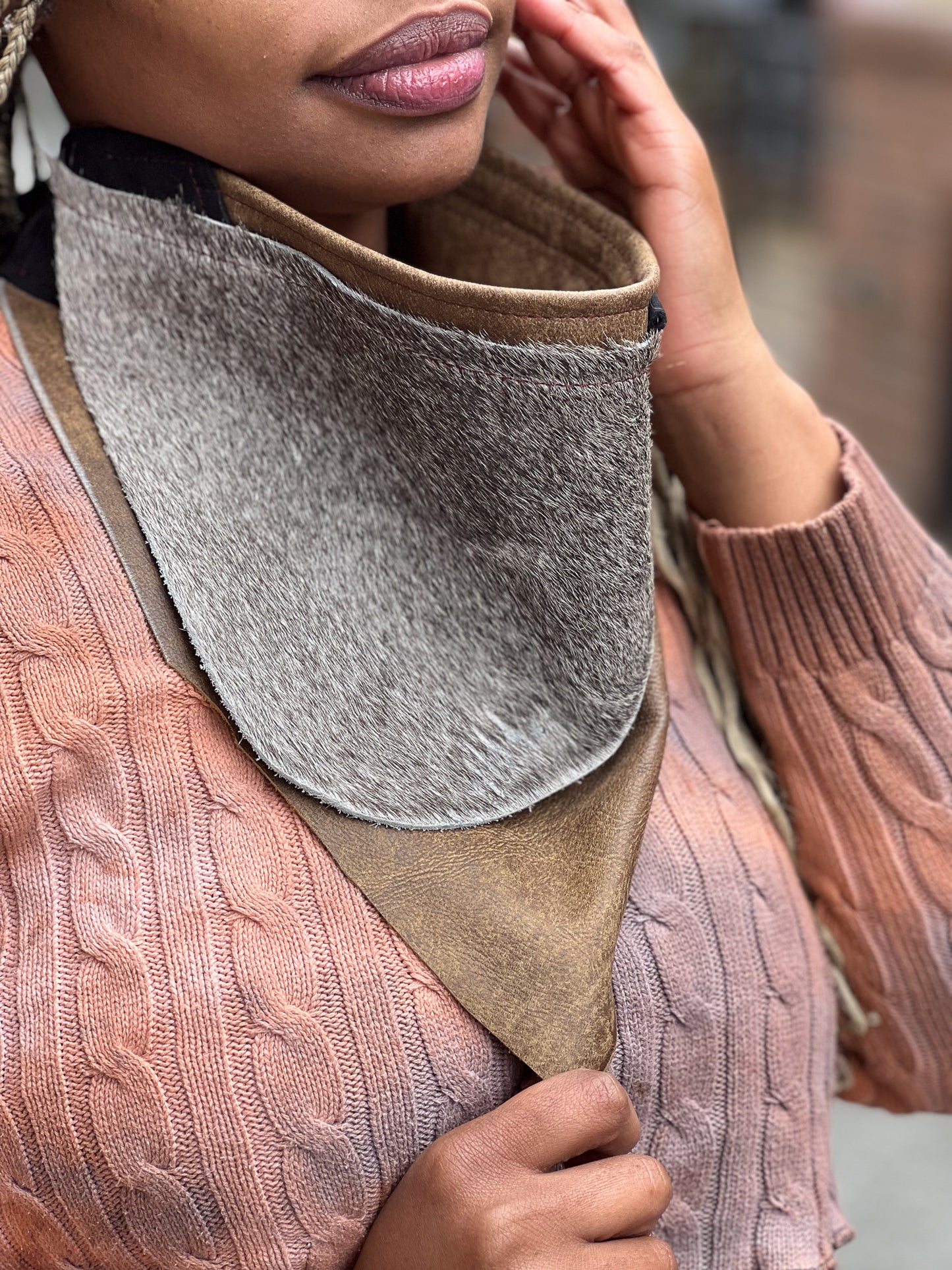 Fur & Leather Neck Scarf