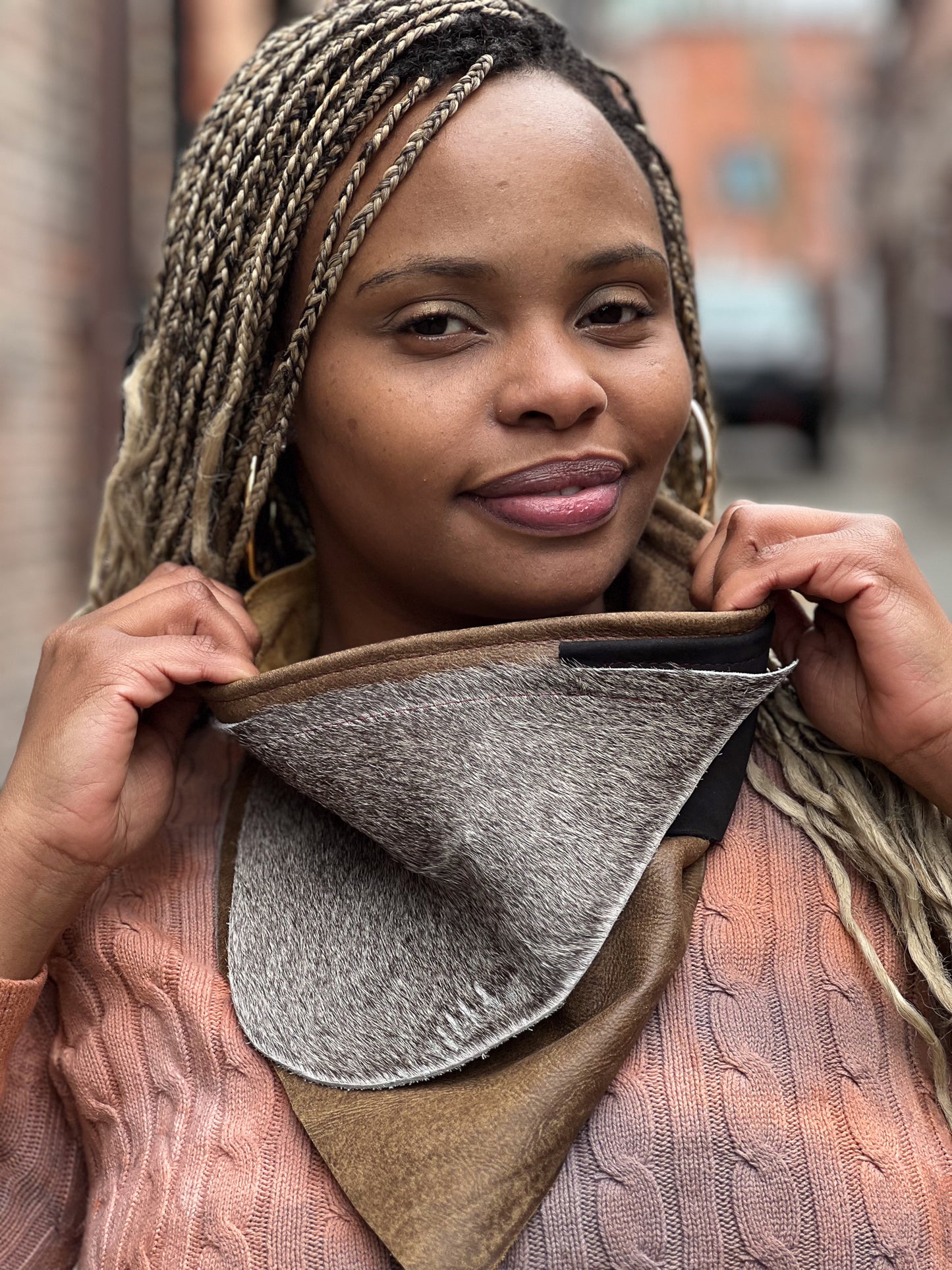 Fur & Leather Neck Scarf