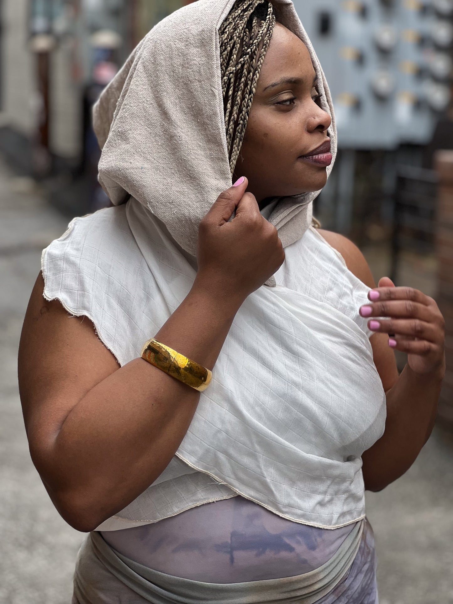Ivory Hooded Wrap Shawl
