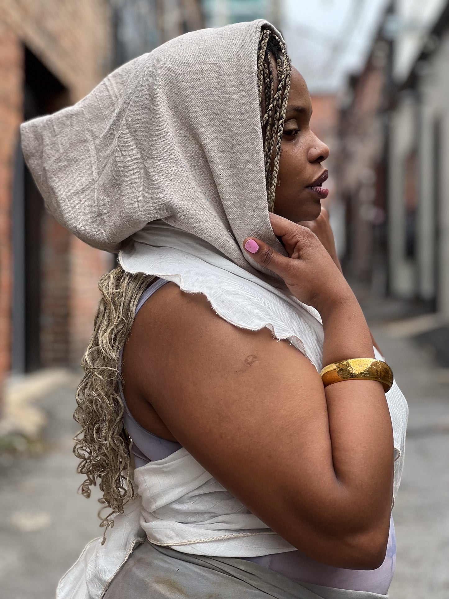 Ivory Hooded Wrap Shawl