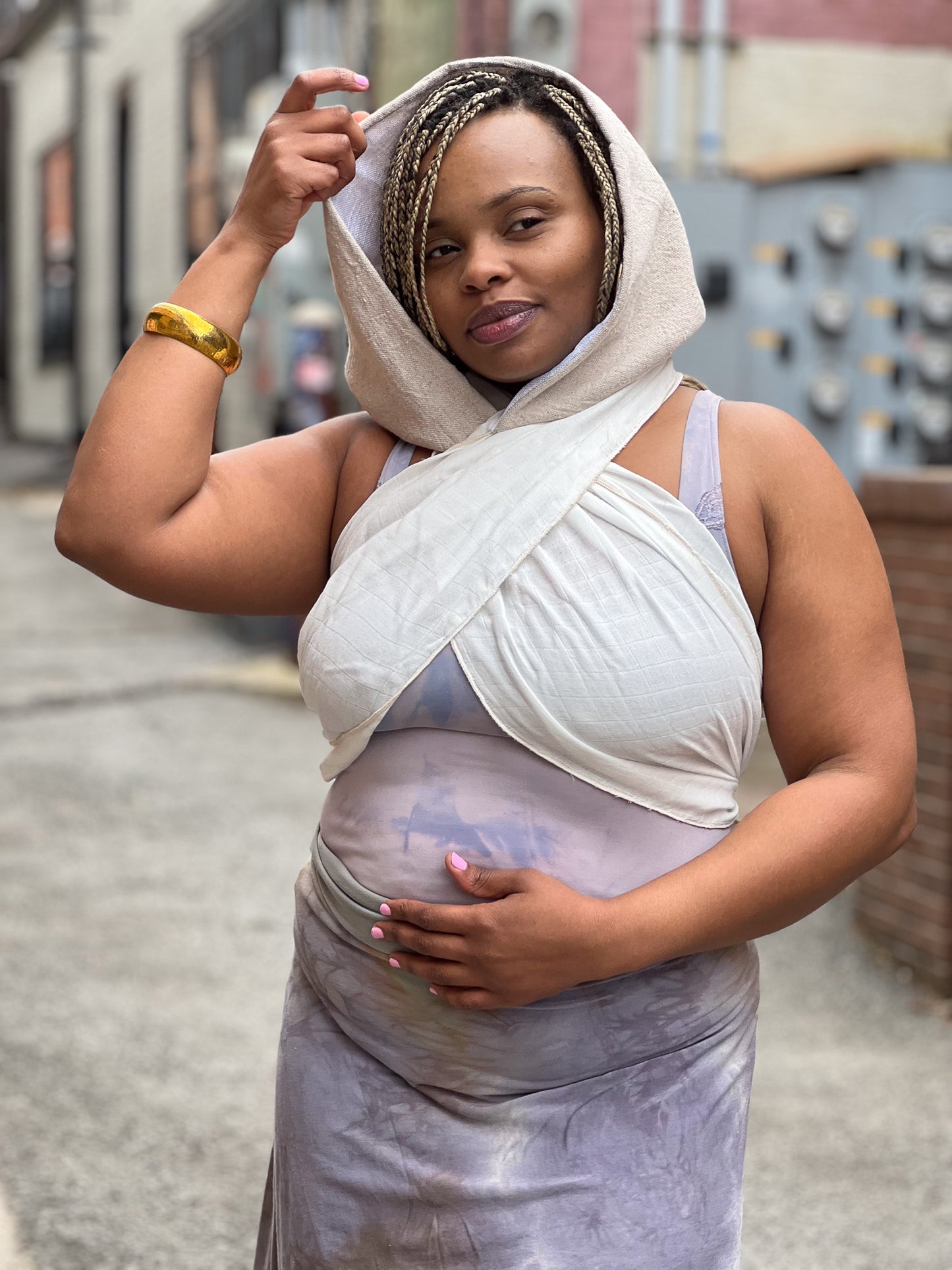 Ivory Reversible Hooded Wrap Shawl