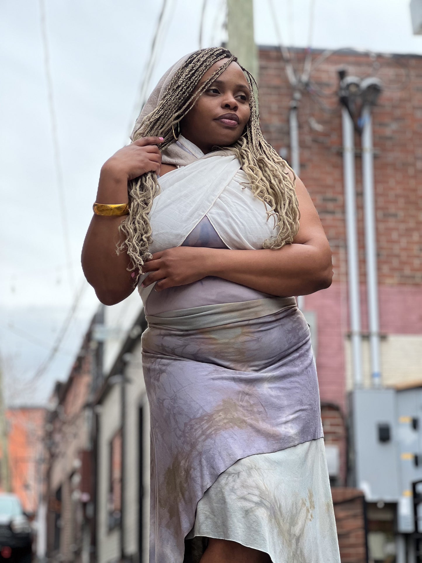 Ivory Reversible Hooded Wrap Shawl