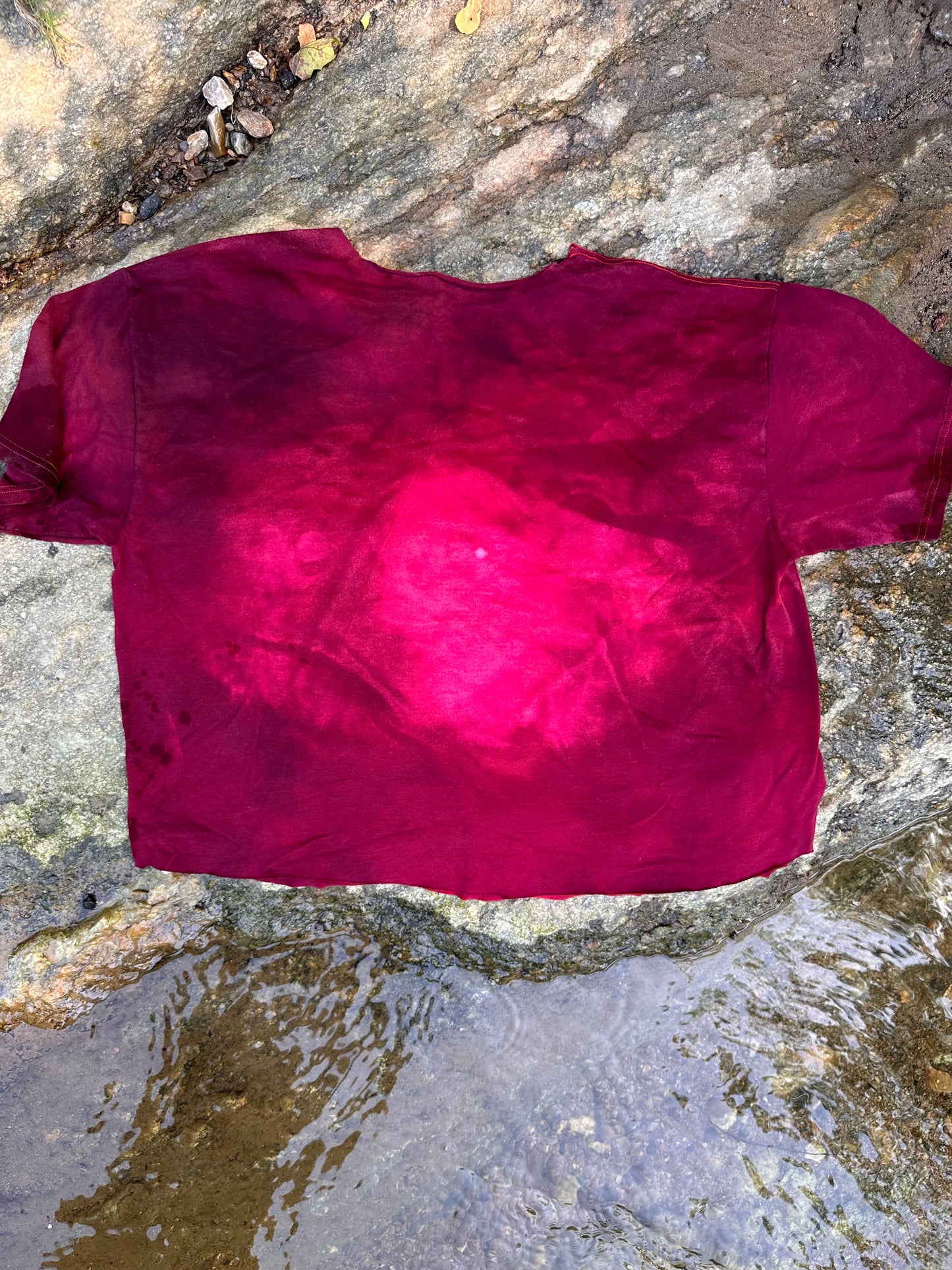 LO - 2XL - Dyed Acid Blood 'Sigil' Scoop Neck Crop Shirt