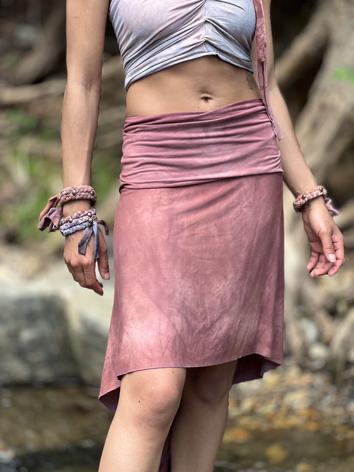 Mauve Dyed Midi Skirt