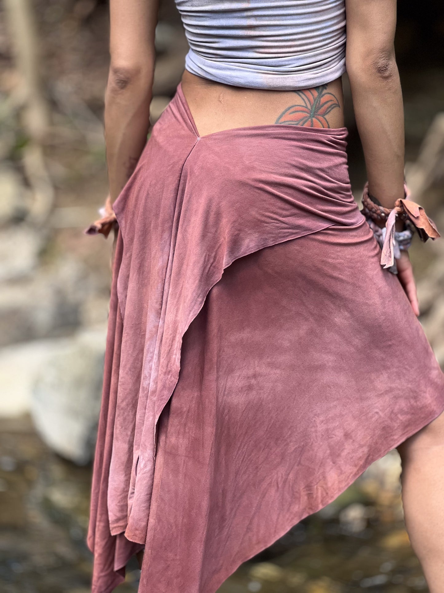 Mauve Dyed Midi Skirt