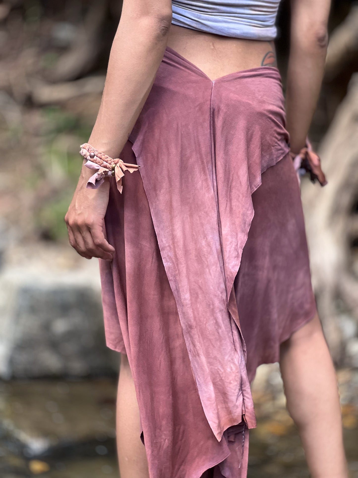 Mauve Dyed Midi Skirt