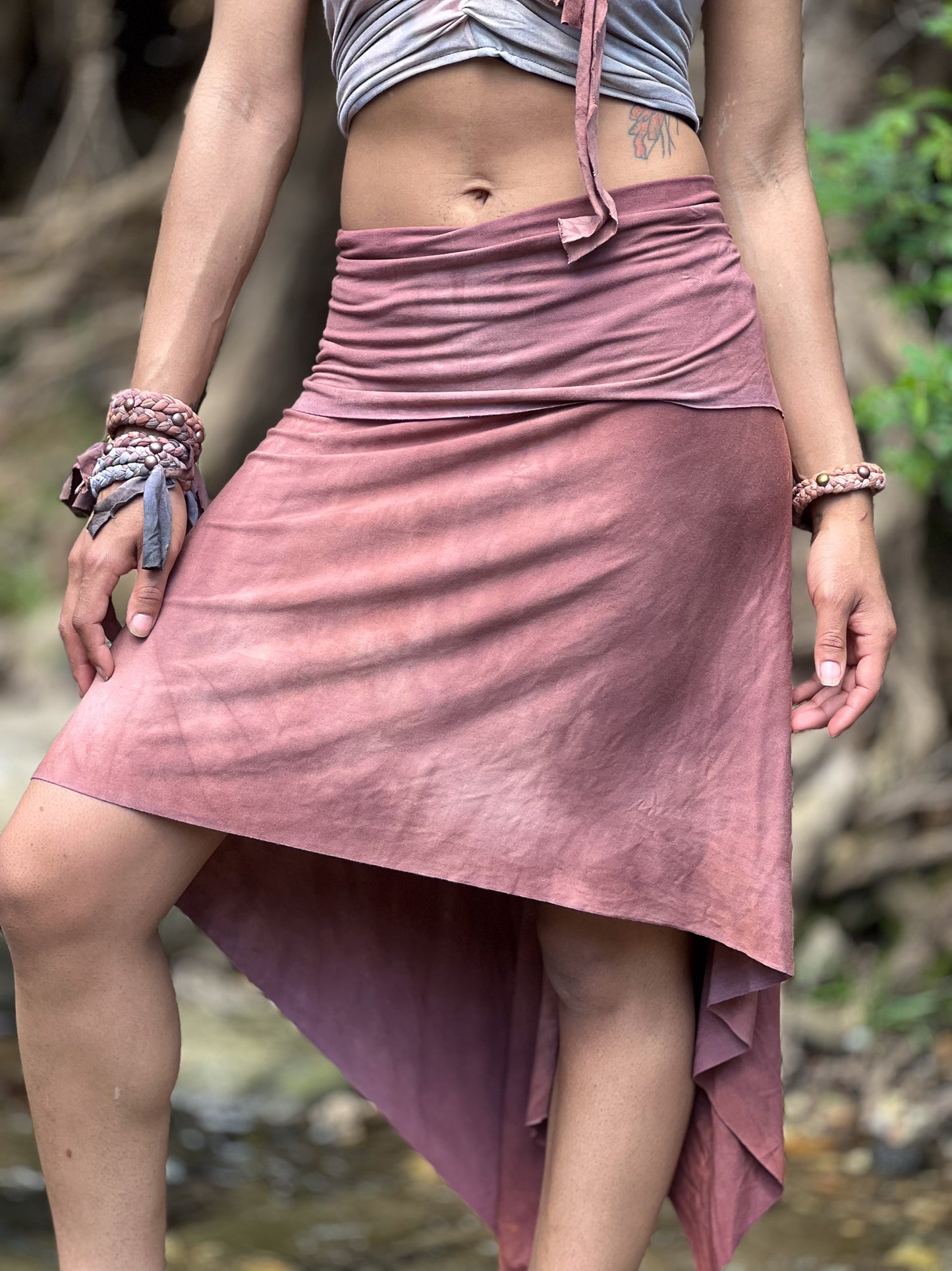 Mauve Dyed Midi Skirt