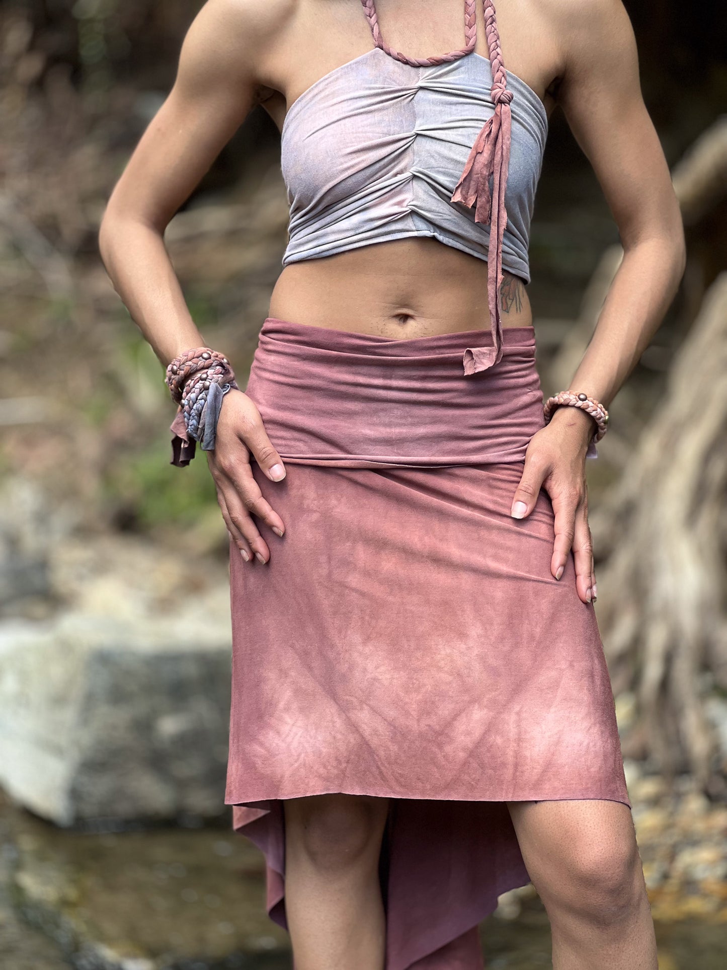 Mauve Dyed Midi Skirt